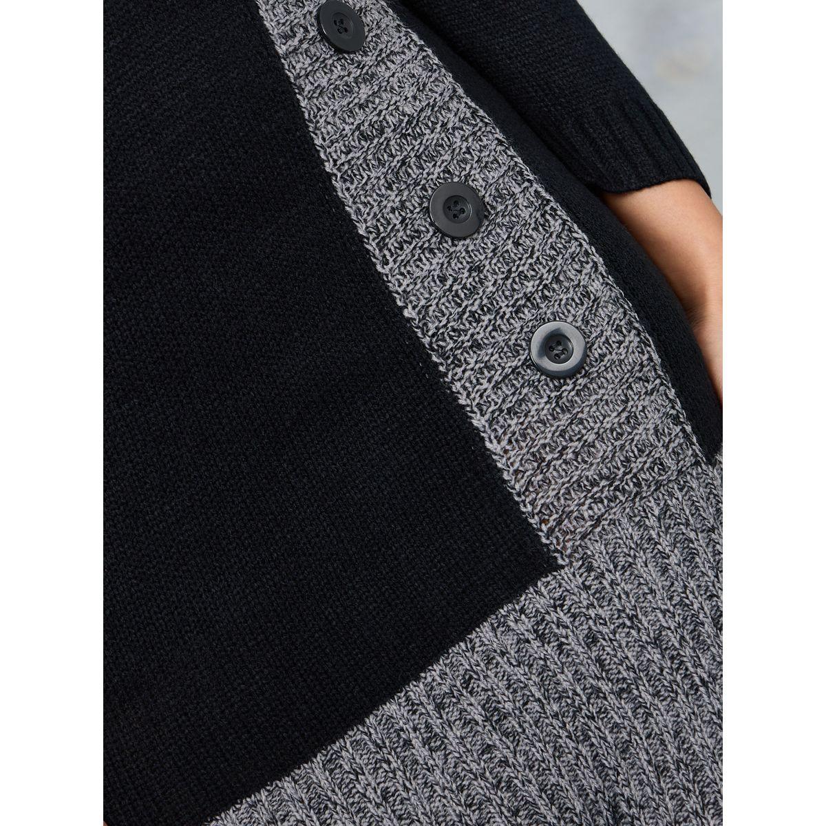 Styli 3/4 Sleeve Contrast Hem Knit Sweater Dress-women-clothing-dresses-image-3