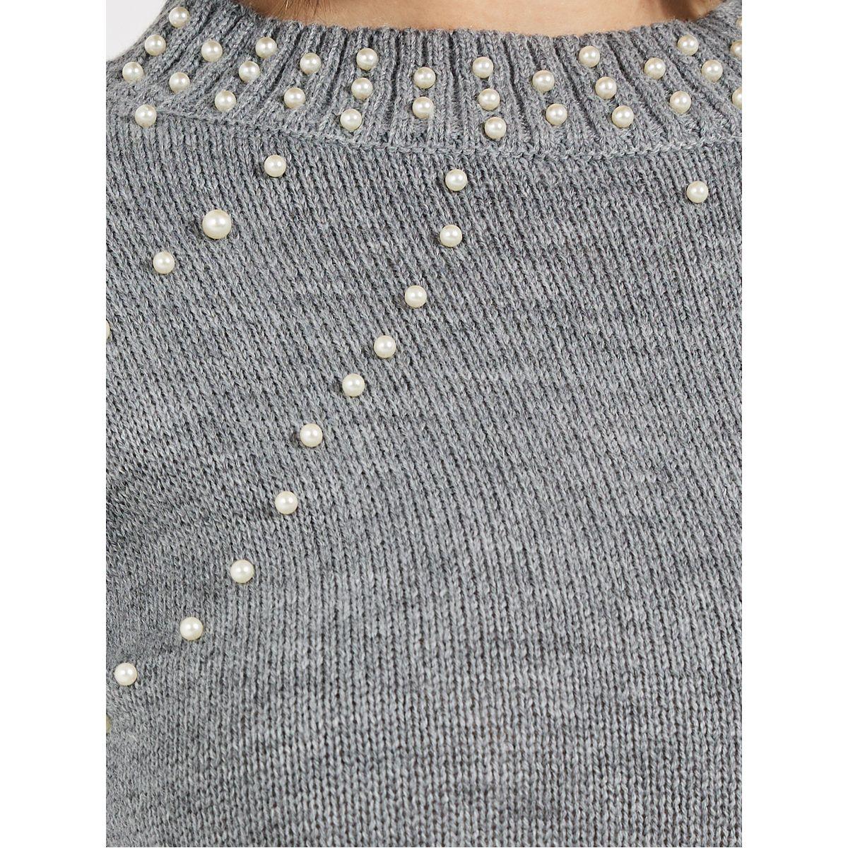 Styli Faux Pearl Studded Knit Sweater Midi Dress-women-clothing-dresses-image-3