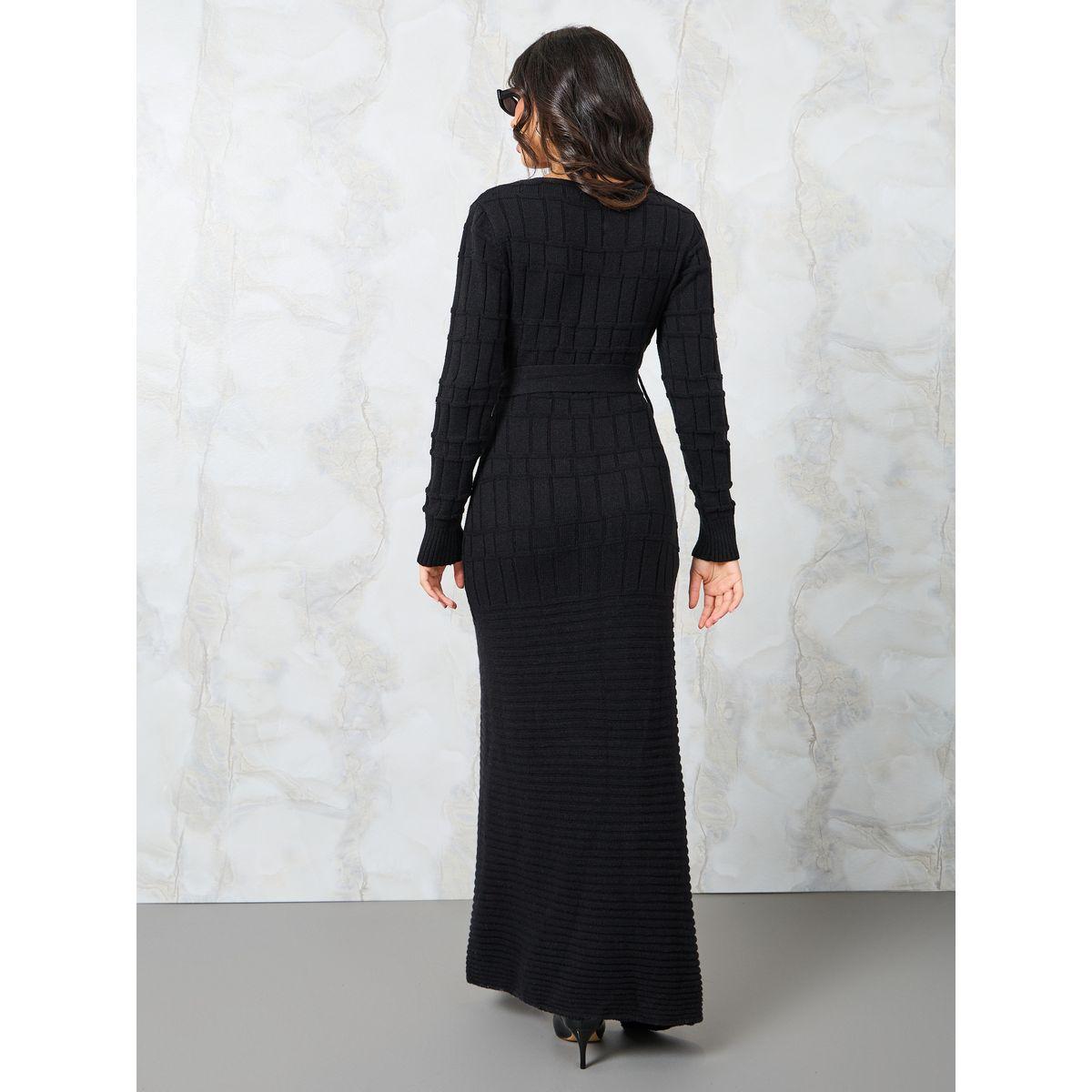 Styli Textured Knit Sweater Maxi Dress with High-Low Hem-women-clothing-dresses-image-5