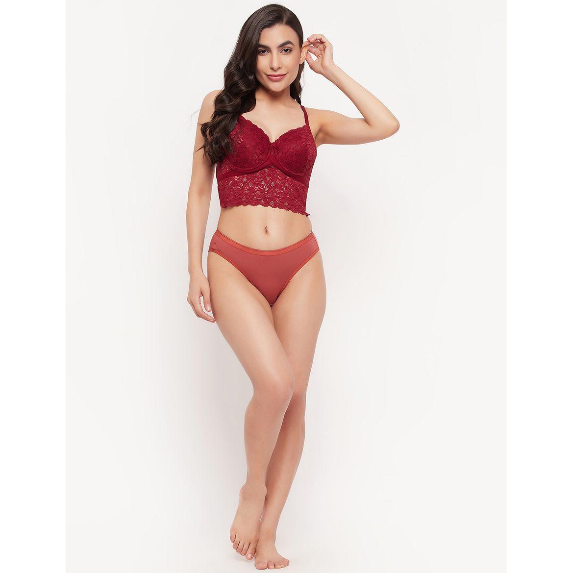 Padded Wired Full Cup Longline Lace Bralette-women-clothing-lingerie-bras-image-1