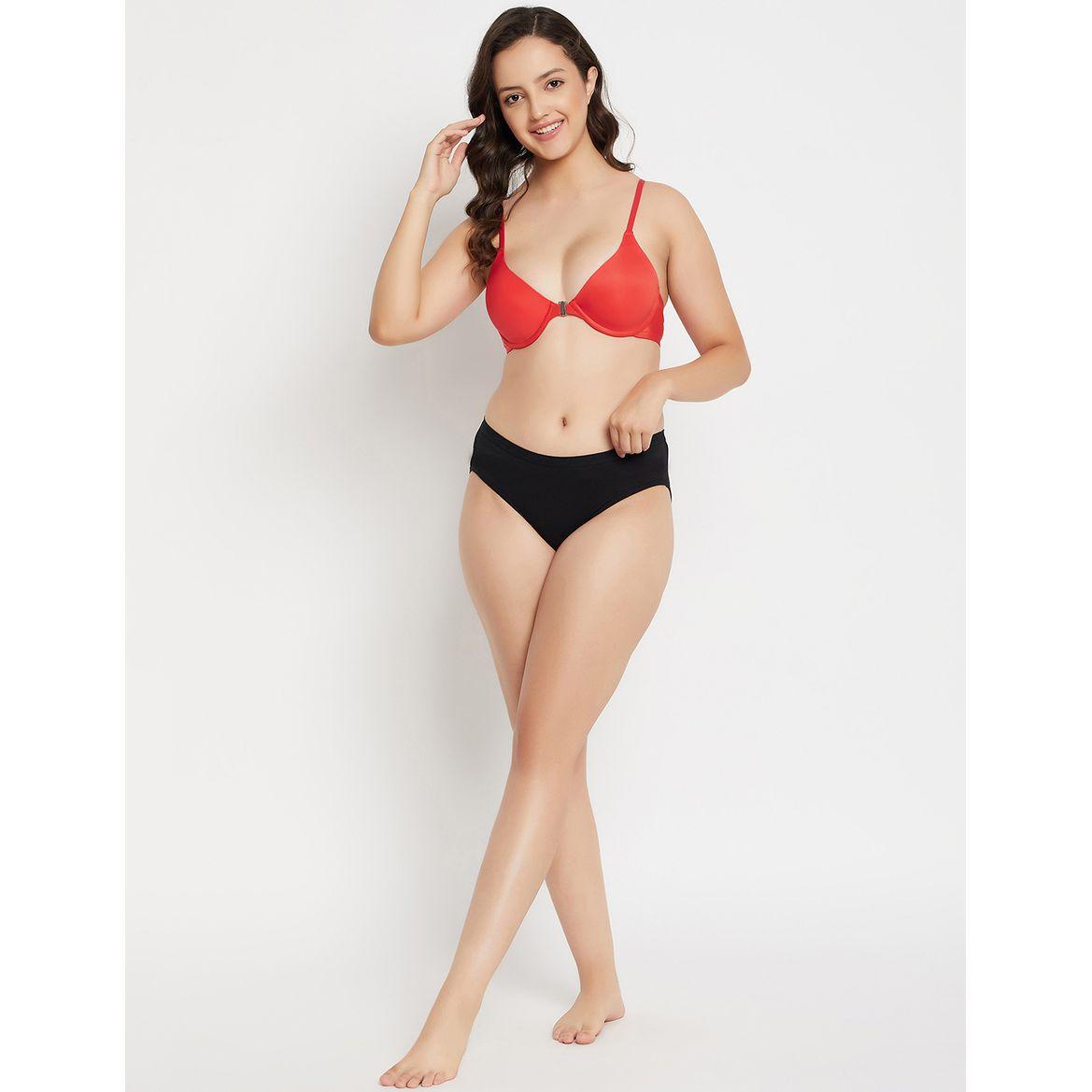 Push-Up Padded Underwired Demi Cup Plunge Bra-women-clothing-lingerie-bras-image-1