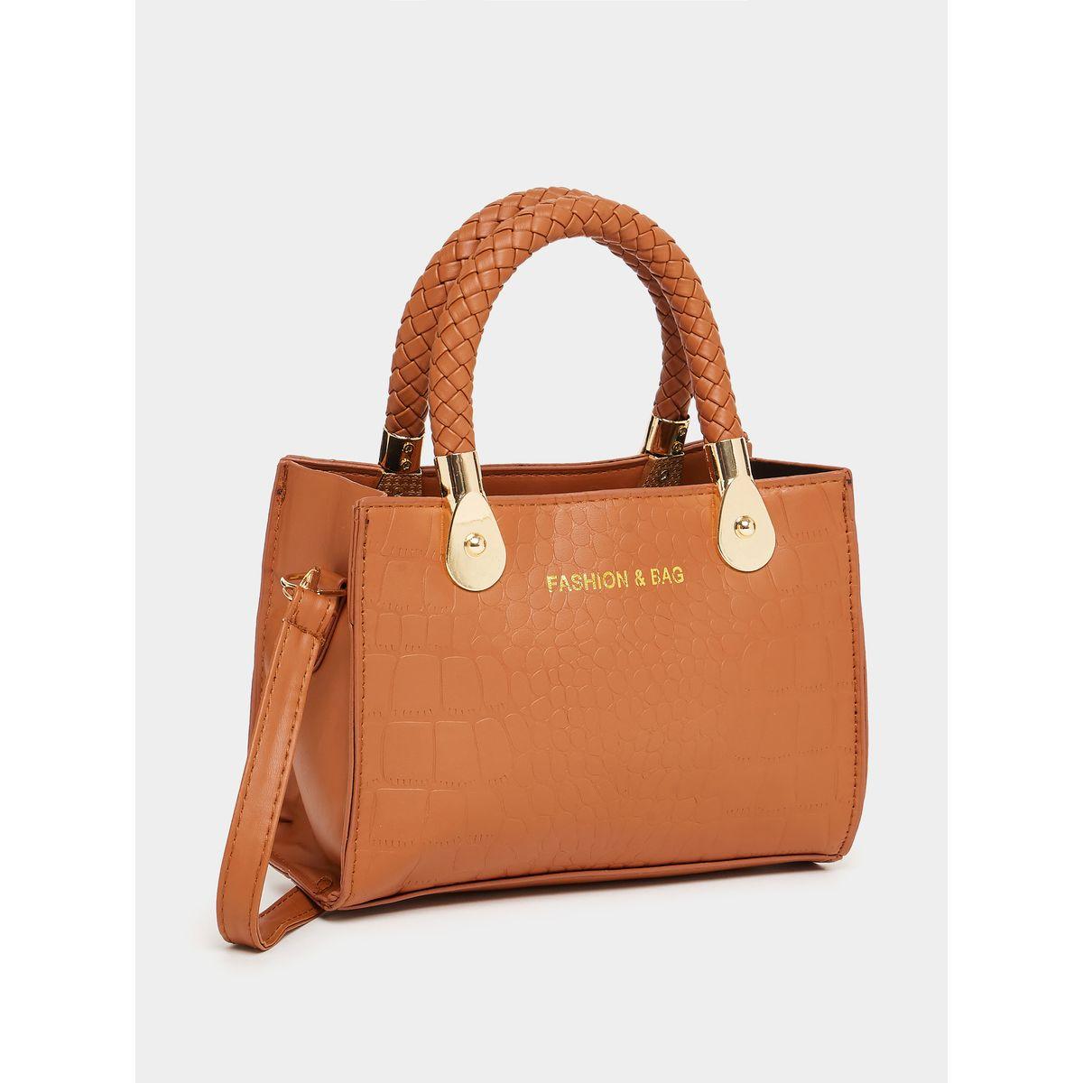 Styli Textured Handbag with Zip Closure-women-bagsandwallets-handbags-image-1