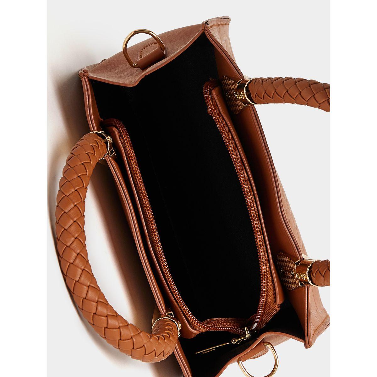 Styli Textured Handbag with Zip Closure-women-bagsandwallets-handbags-image-3