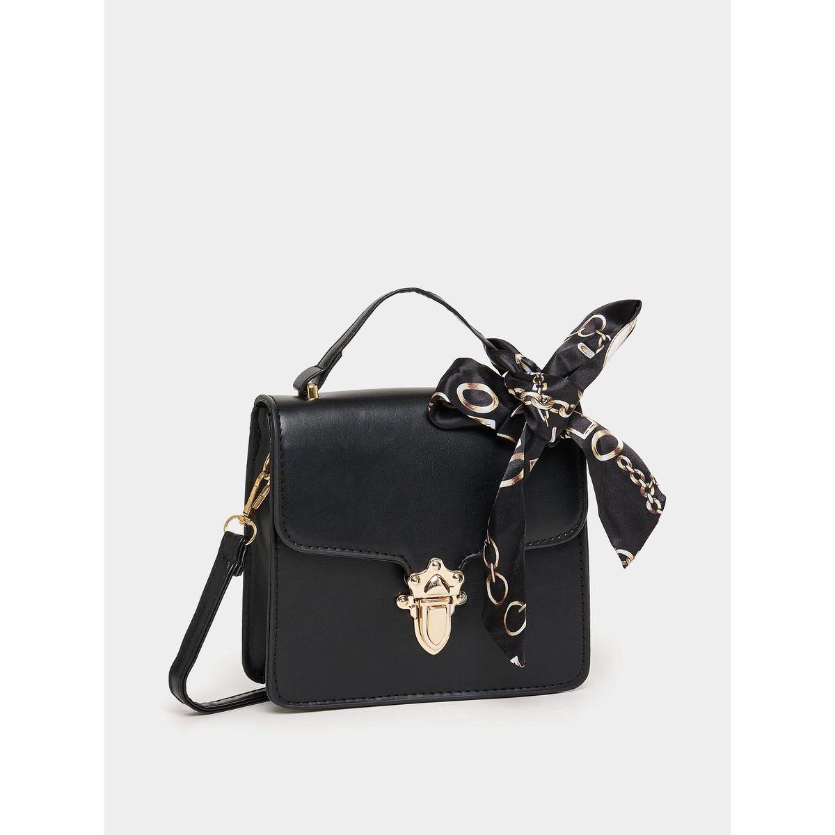 Styli Printed Scarf Detail Handbag with Push Lock-women-bagsandwallets-handbags-image-1
