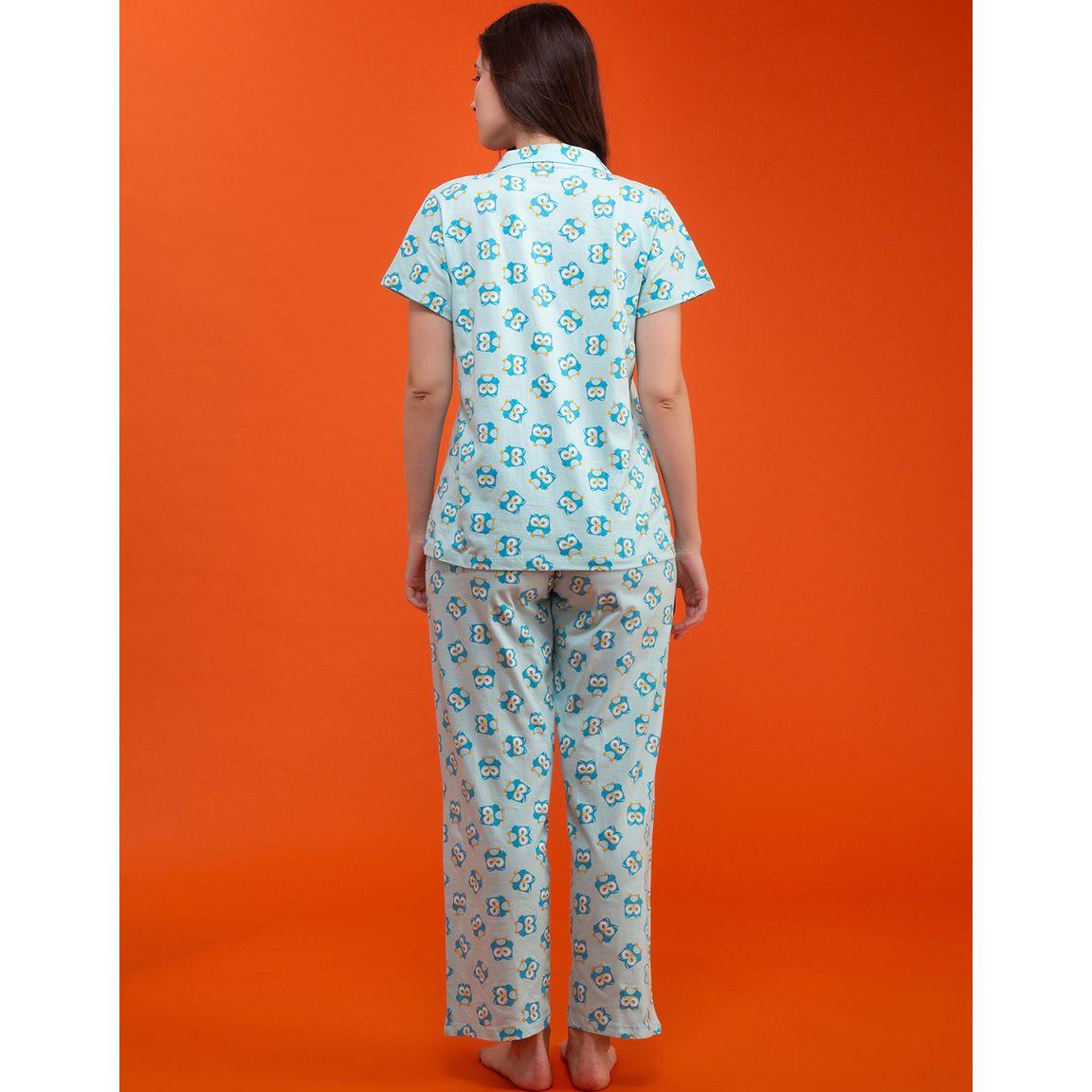 طقم بيجاما من بنطال وبلوزة بطبعة بومة-women-clothing-nightwear-pyjamas-longsets-image-4