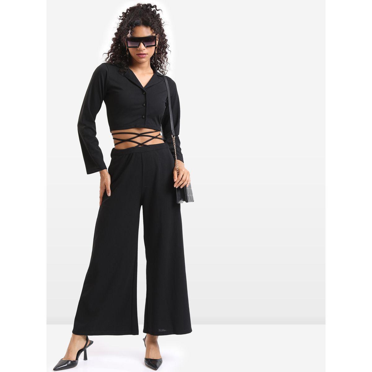 طقم منسق من ( بنطال بالازو + بلوزة ) كيتش × ستايلي-women-clothing-coordsets-image-1