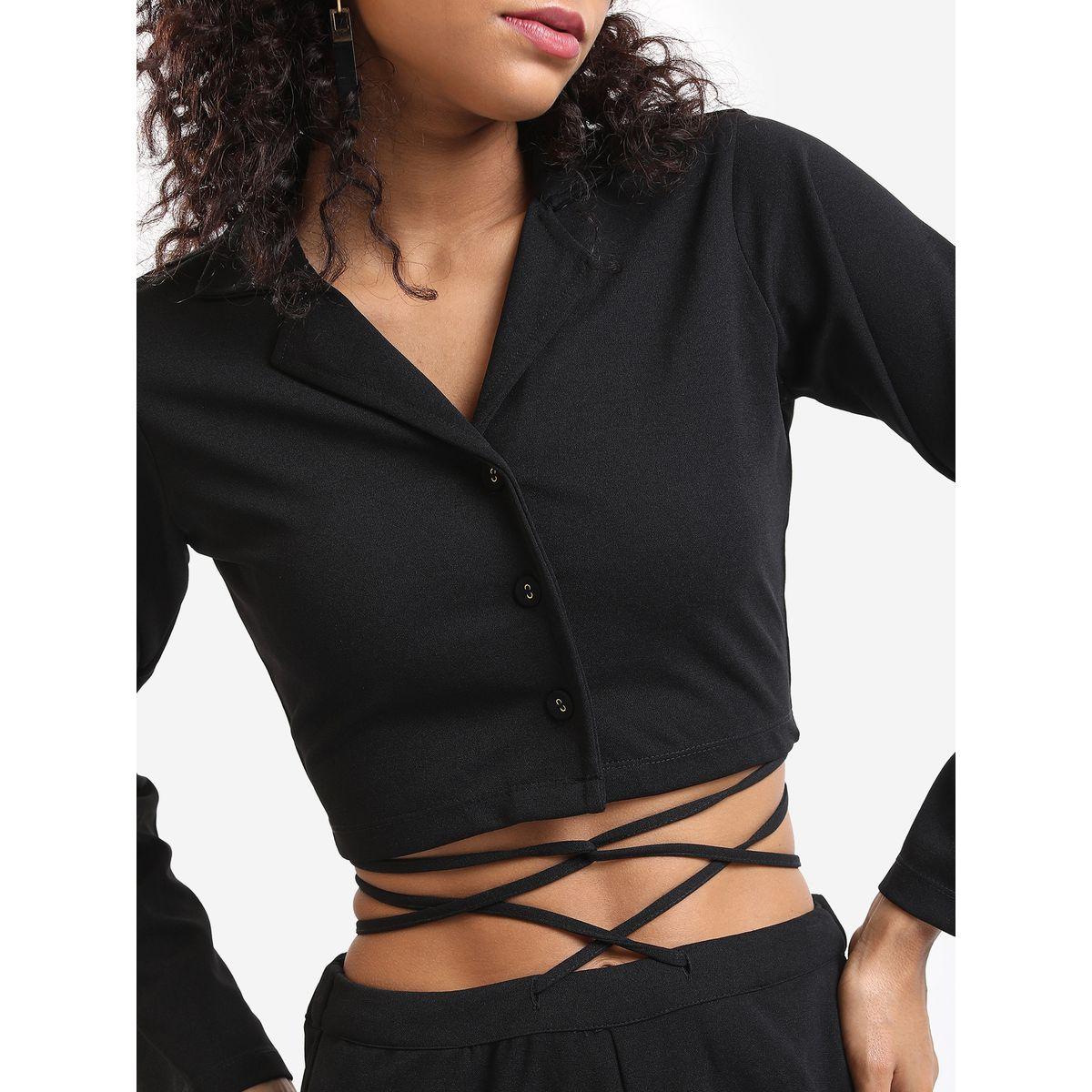 Ketch X Styli Solid Crop Top & Palazzo Pants With Waist Tie Up Detail Co-Ords Set-women-clothing-coordsets-image-4