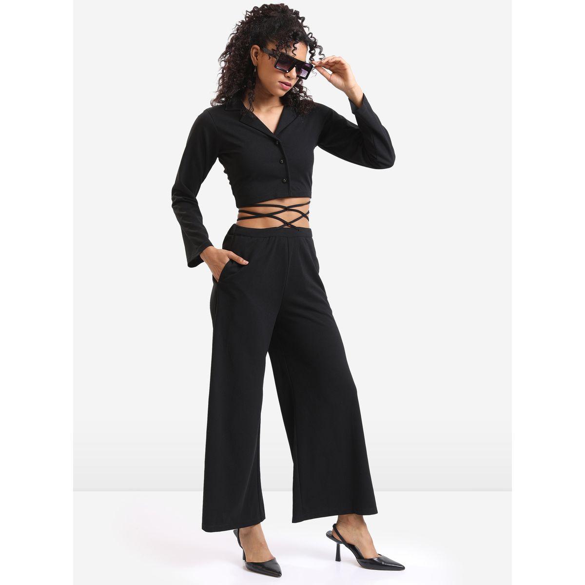 Ketch X Styli Solid Crop Top & Palazzo Pants With Waist Tie Up Detail Co-Ords Set-women-clothing-coordsets-image-5