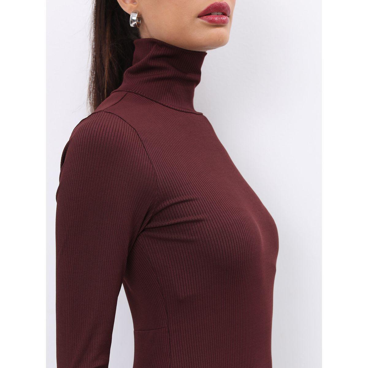 Ketch X Styli Ribbed High Neck Bodycon Knee Length Dress-women-clothing-dresses-image-5