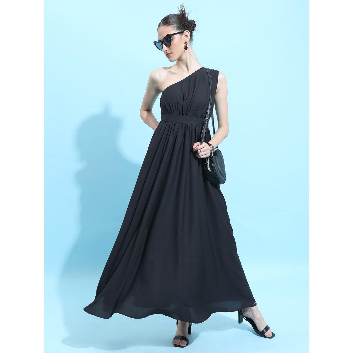 Ketch X Styli One Shoulder Sleeve Fold Pleated Maxi Dress-women-clothing-dresses-image-1