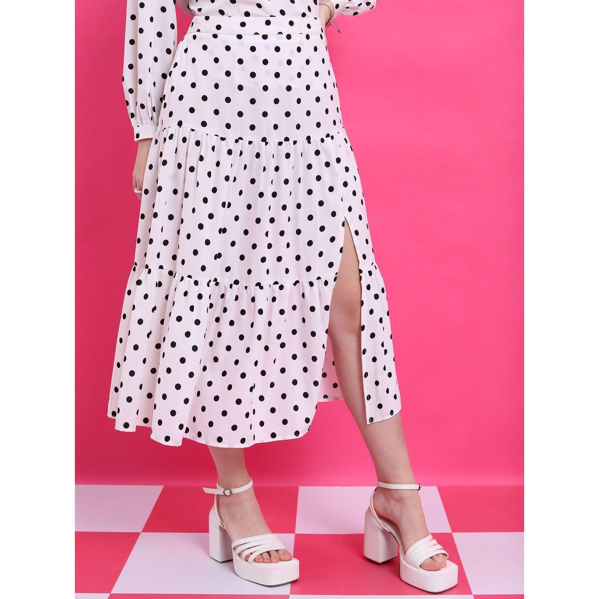 تنورة ميدي مطبع بنقاط بولكا كيتش × ستايلي-women-clothing-bottoms-skirts-image-1