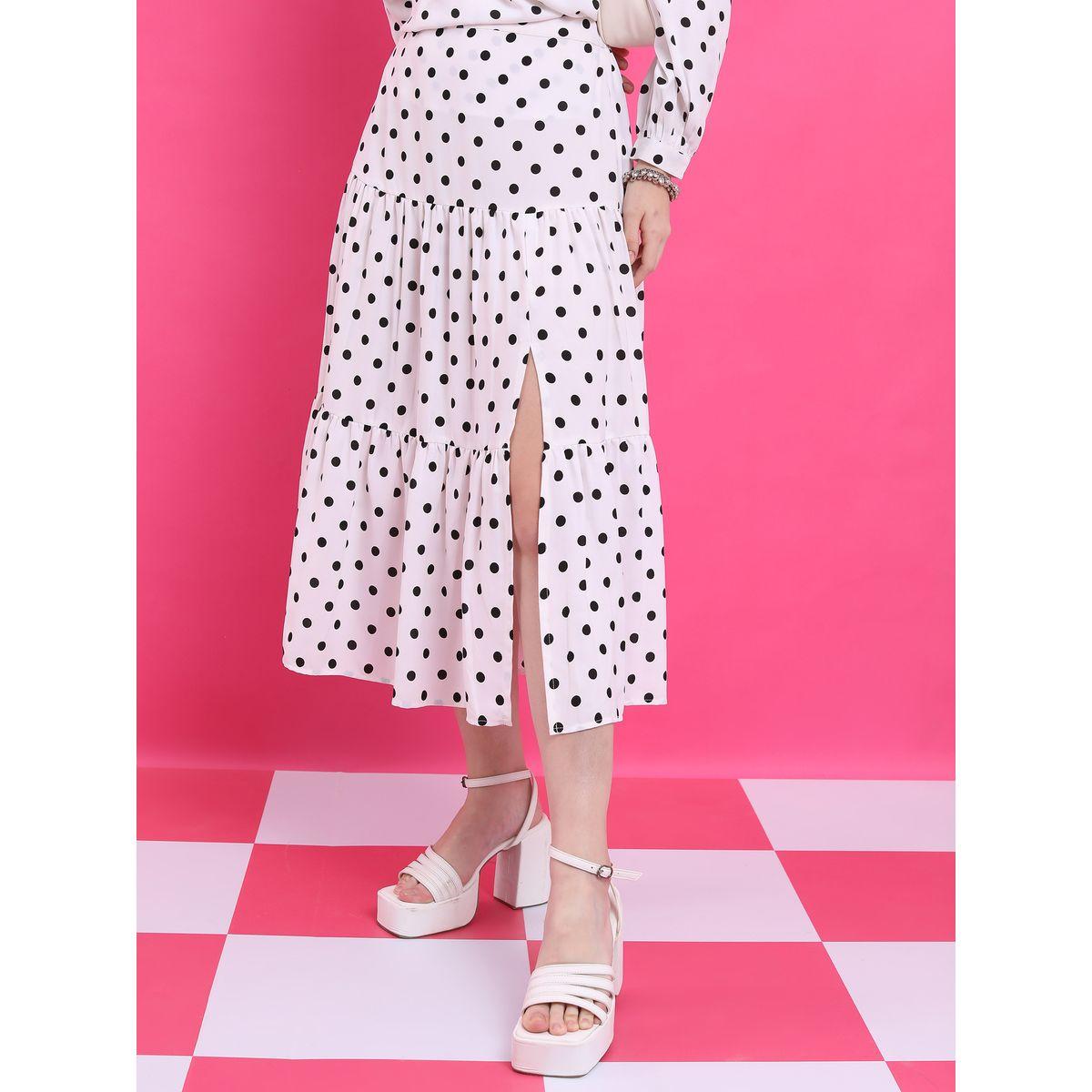 تنورة ميدي مطبع بنقاط بولكا كيتش × ستايلي-women-clothing-bottoms-skirts-image-4