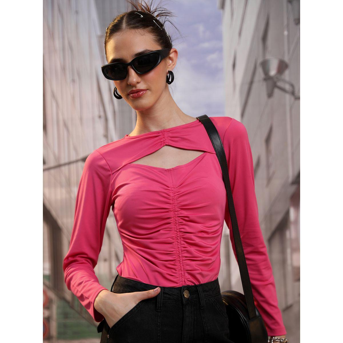 Ketch X Styli Regular Fit Cutout Detail Ruched Top-women-clothing-shirtsandblouses-blouses-image-1