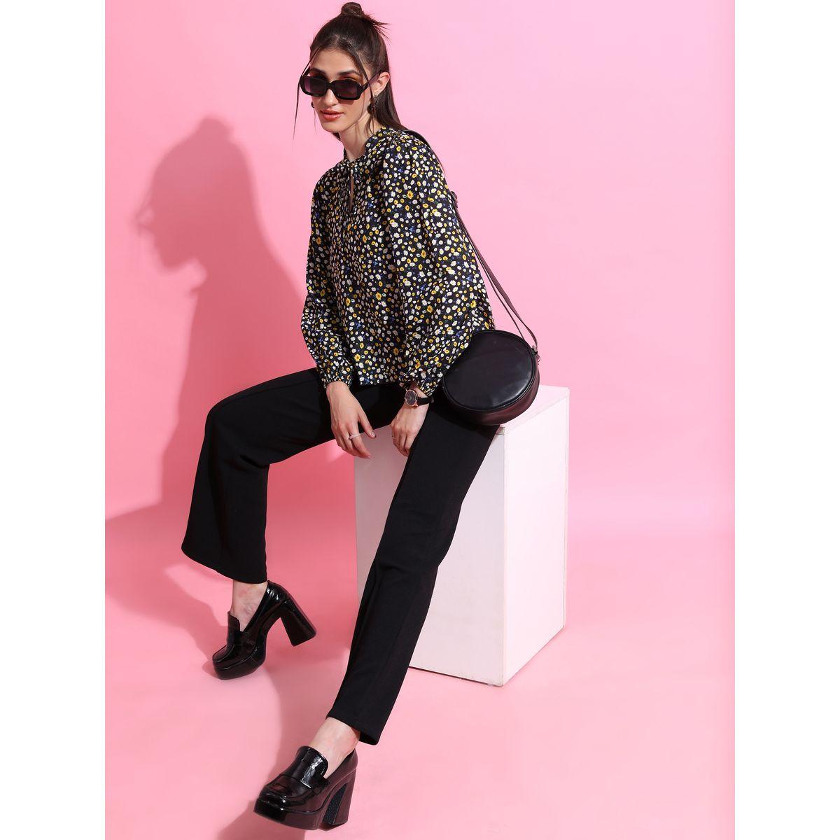 Ketch X Styli Floral Printed Tie Up Collar Top-women-clothing-shirtsandblouses-blouses-image-2