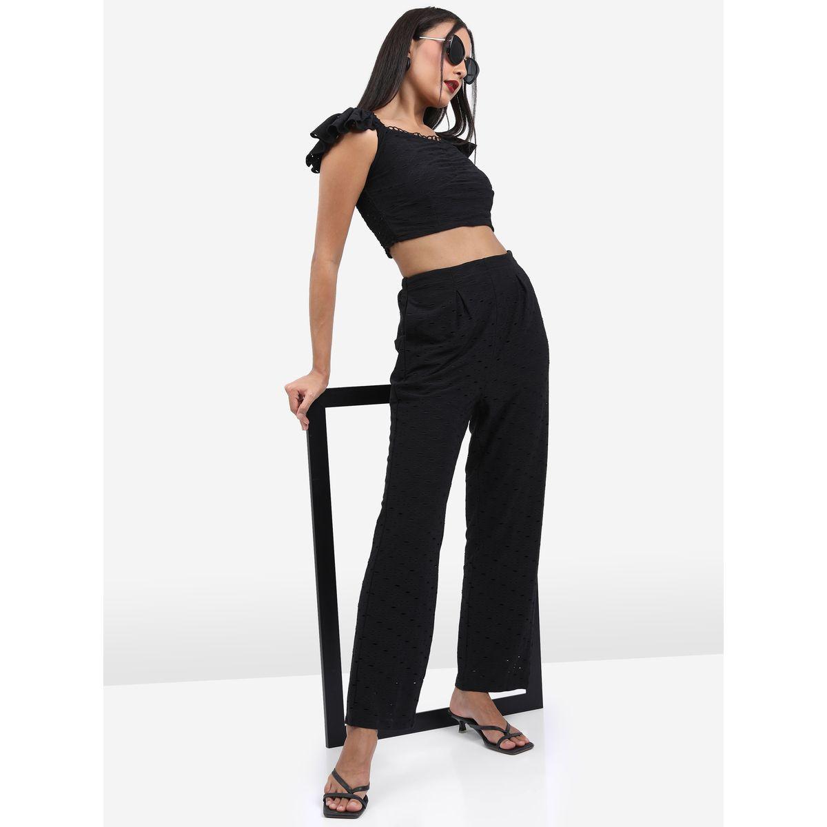 بنطال سادة بقصة مستقيمة كيتش × ستايلي-women-clothing-bottoms-trousers-image-2