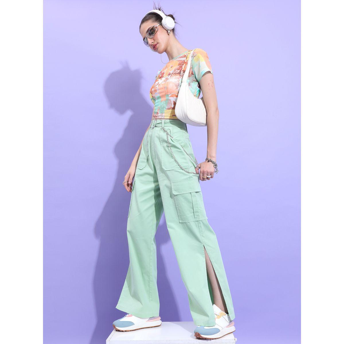 Ketch X Styli Solid Flared Side Slit Cargo Trouser-women-clothing-bottoms-trousers-image-2