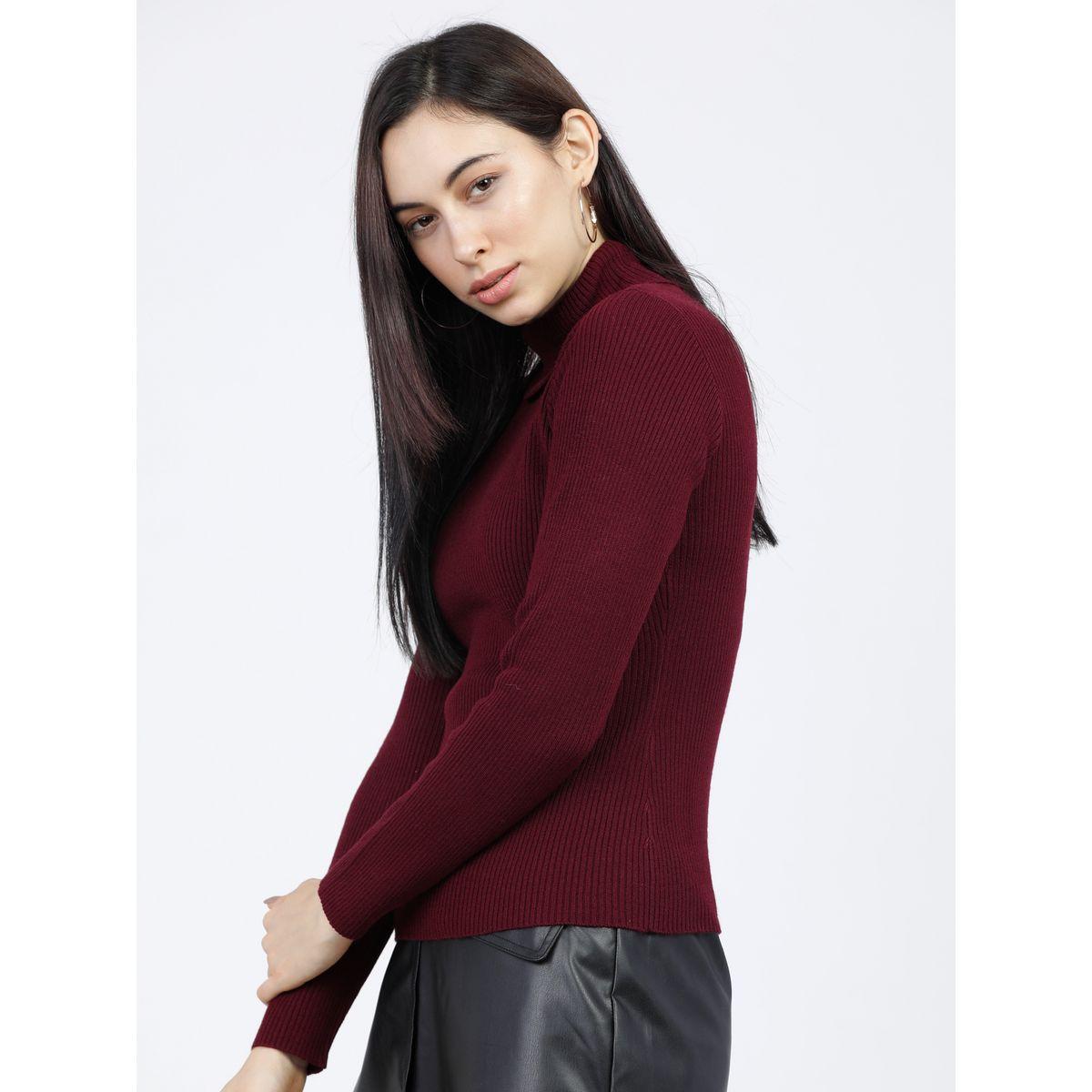 Tokyo Talkies X Styli Solid Turtle Neck Ribbed Pullover-women-clothing-cardigansandjumpers-jumpers-image-2