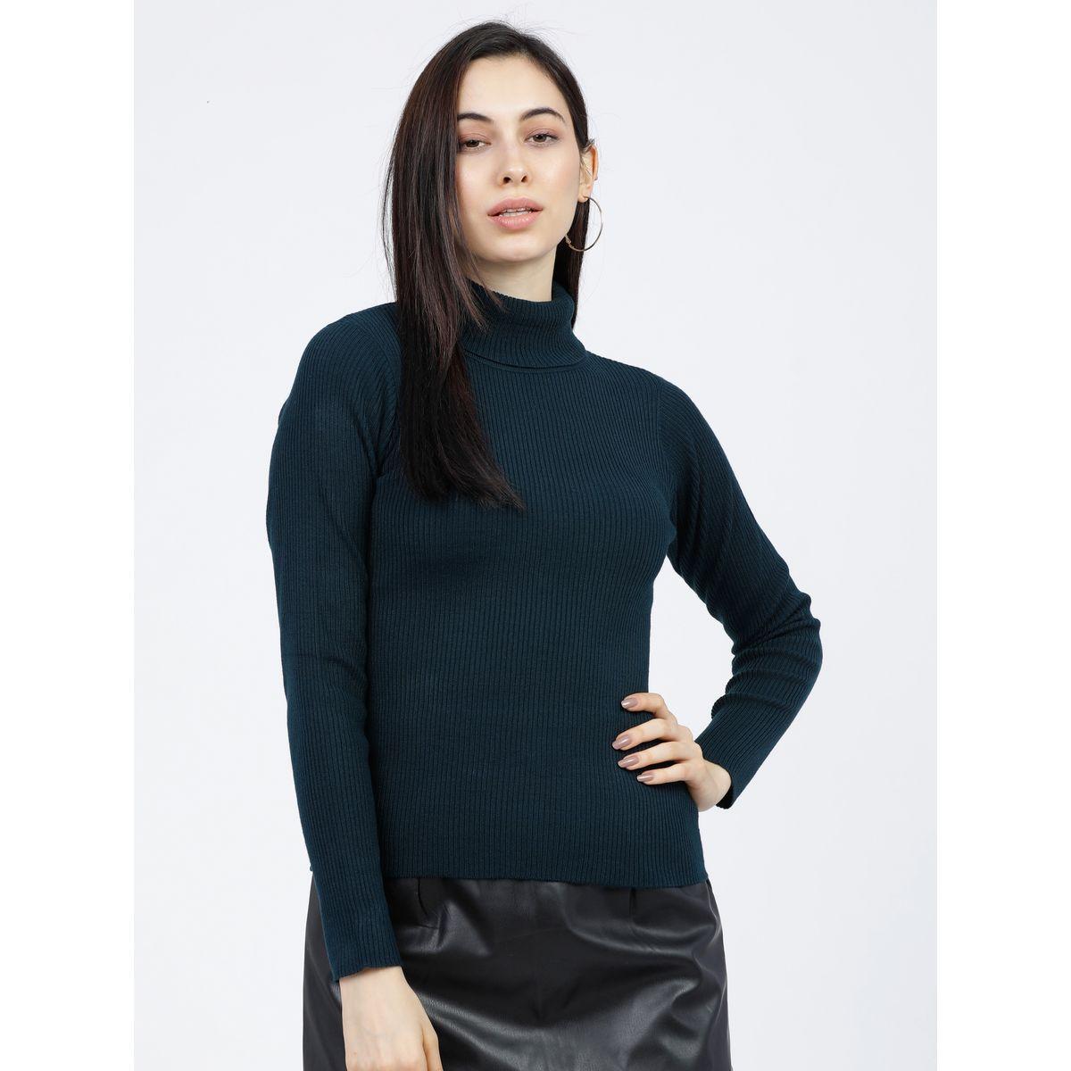 Tokyo Talkies X Styli Solid Turtle Neck Ribbed Sweater-women-clothing-cardigansandjumpers-jumpers-image-1