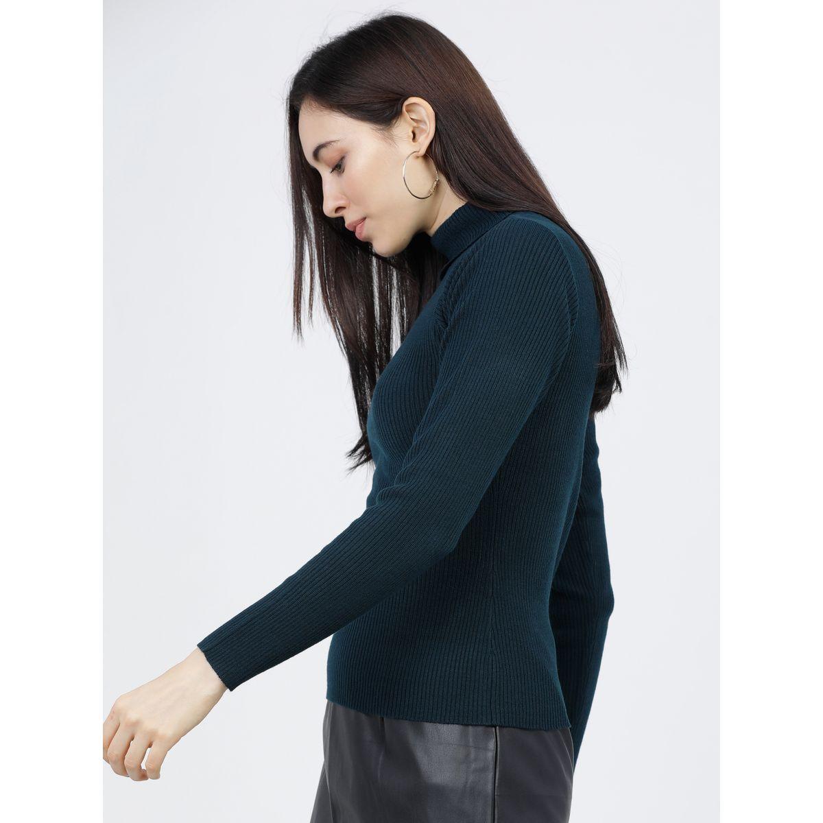 Tokyo Talkies X Styli Solid Turtle Neck Ribbed Sweater-women-clothing-cardigansandjumpers-jumpers-image-2