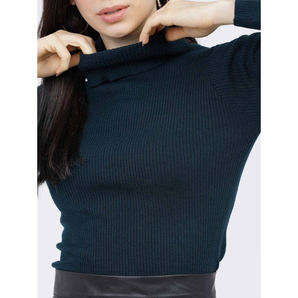 Tokyo Talkies X Styli Solid Turtle Neck Ribbed Sweater-women-clothing-cardigansandjumpers-jumpers-image-4