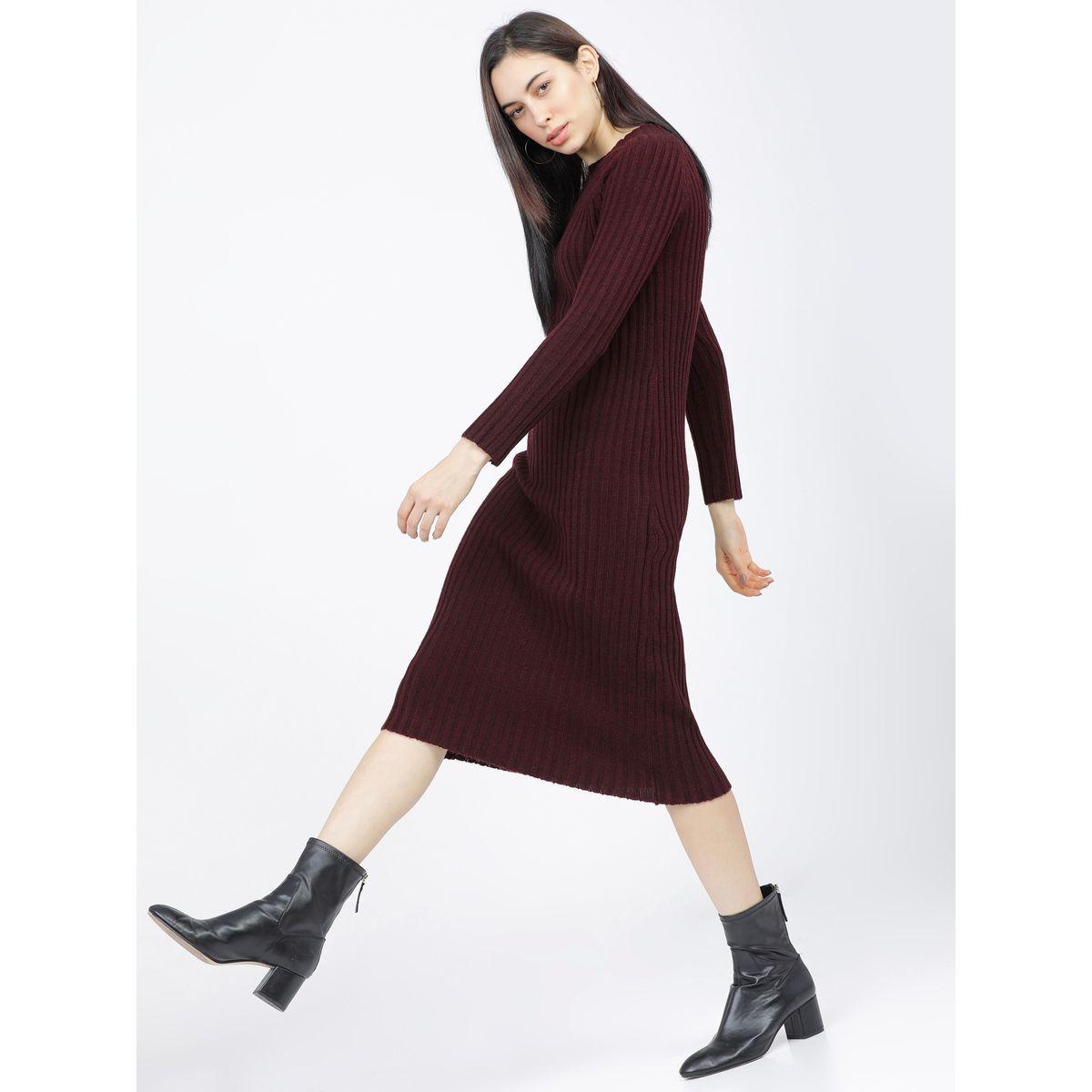 فستان ميدي سادة بتفاصيل محبوكة طوكيو توكيز × ستايلي-women-clothing-dresses-image-1