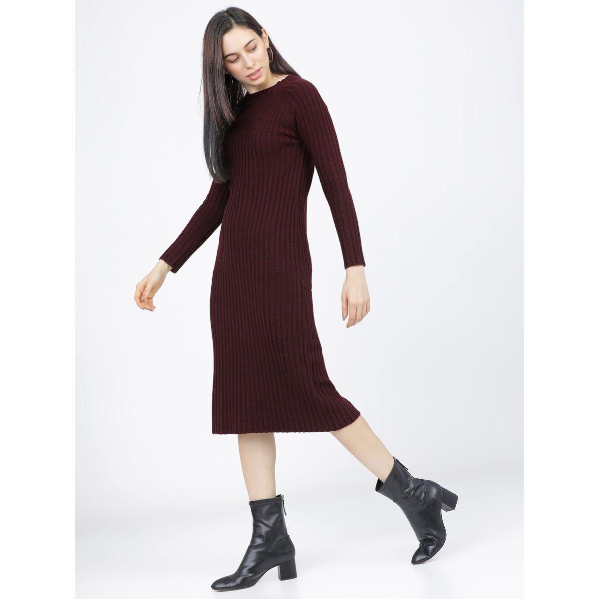 فستان ميدي سادة بتفاصيل محبوكة طوكيو توكيز × ستايلي-women-clothing-dresses-image-2