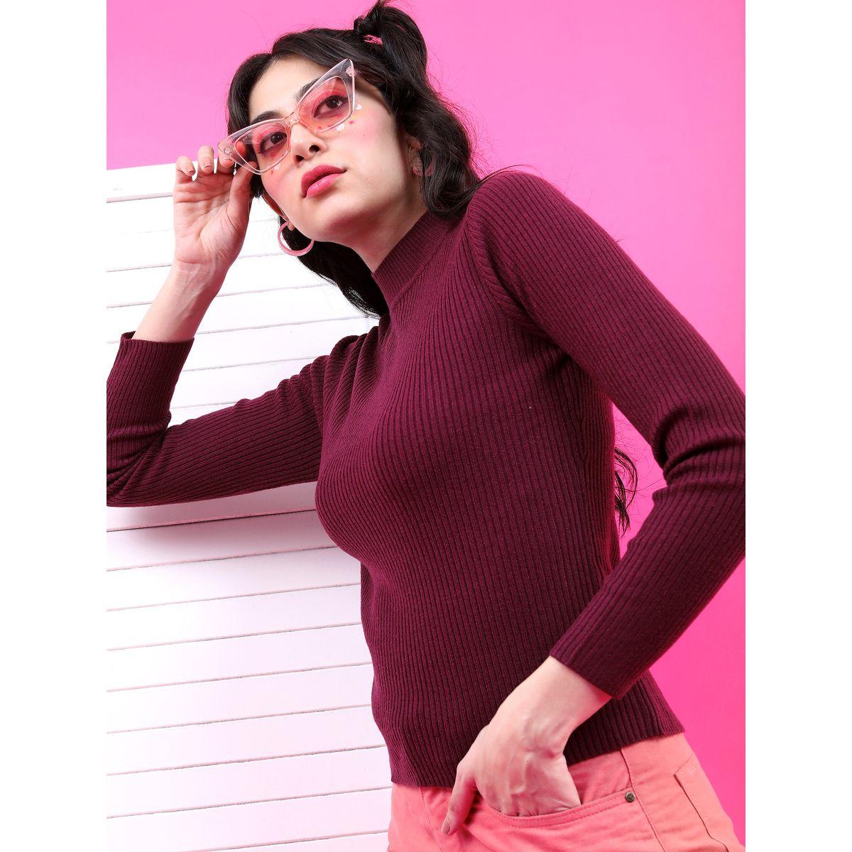 Tokyo Talkies X Styli Solid High Neck Ribbed Sweater-women-clothing-cardigansandjumpers-jumpers-image-4