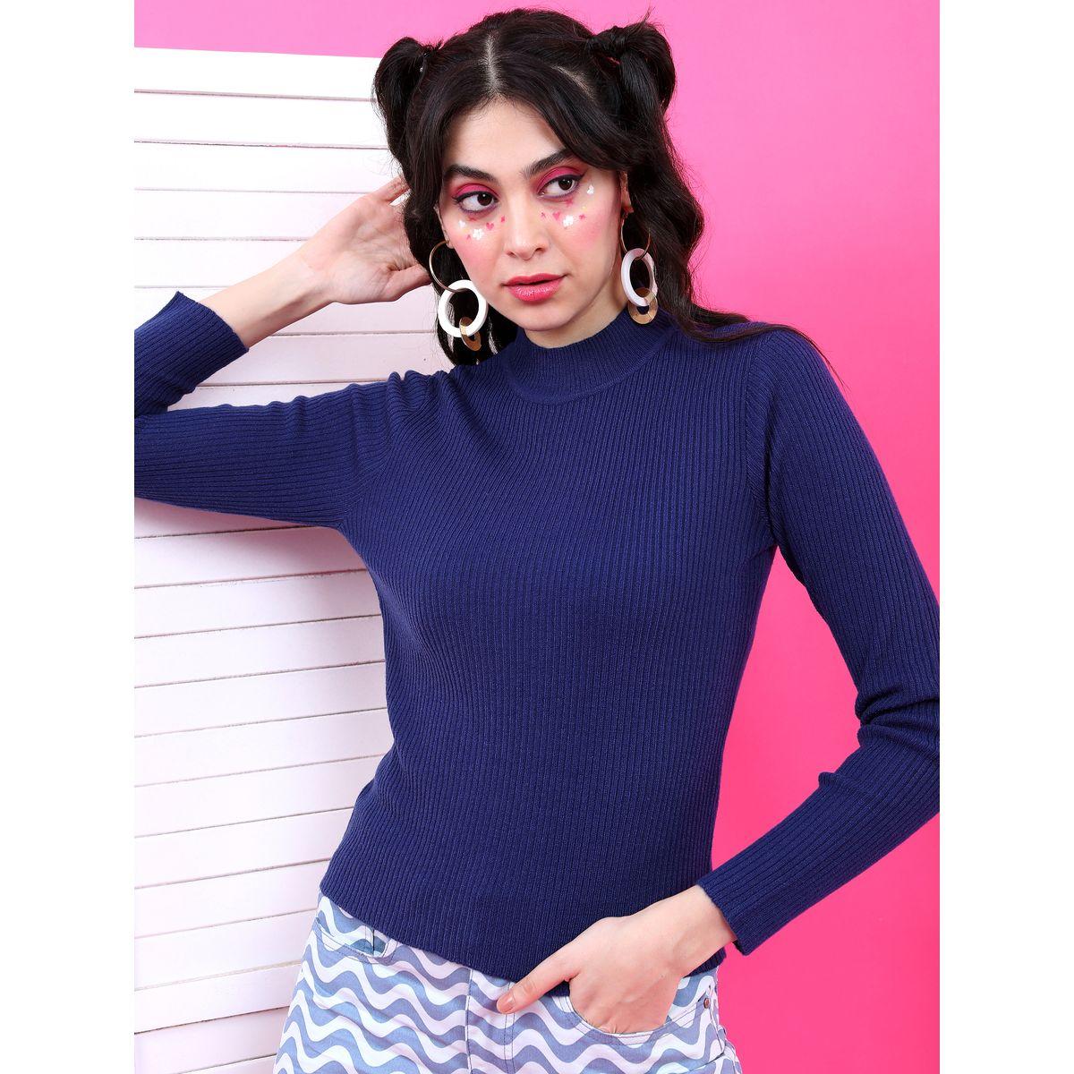 Tokyo Talkies X Styli Solid High Neck Ribbed Sweater-women-clothing-cardigansandjumpers-jumpers-image-1