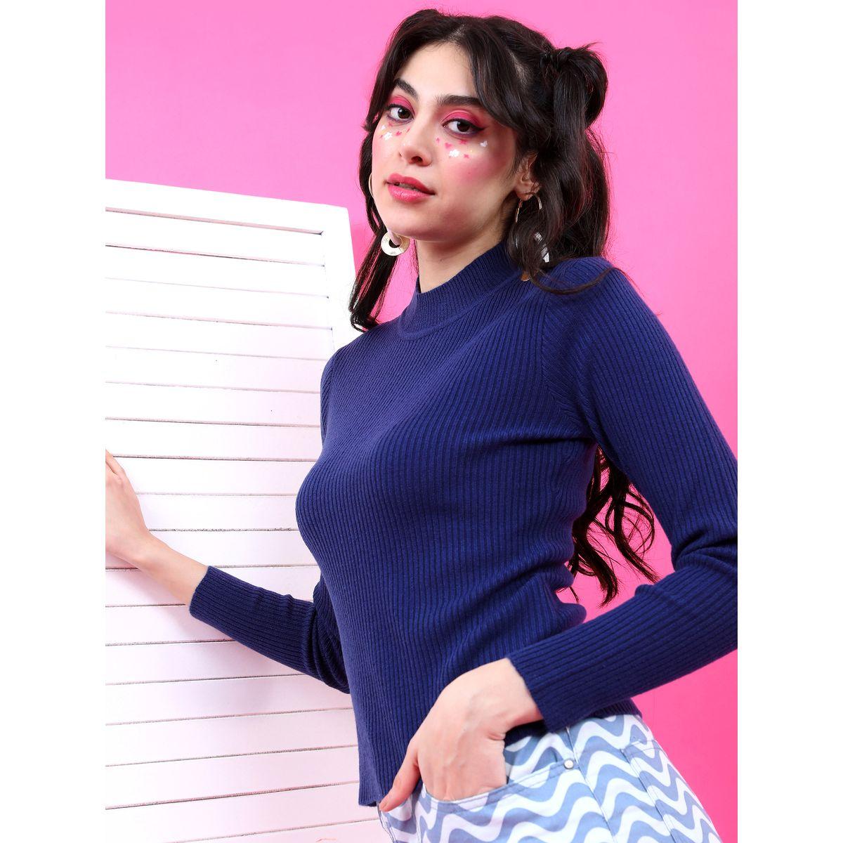 Tokyo Talkies X Styli Solid High Neck Ribbed Sweater-women-clothing-cardigansandjumpers-jumpers-image-4