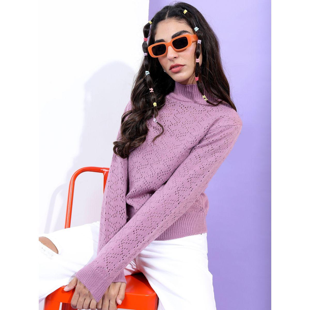Tokyo Talkies X Styli Schiffli Design High Neck Sweater-women-winterwear-cardigansandjumpers-jumpers-image-1