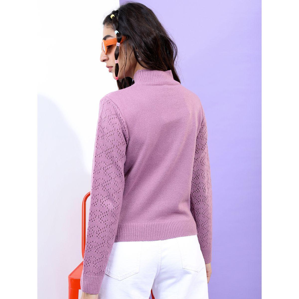 Tokyo Talkies X Styli Schiffli Design High Neck Sweater-women-winterwear-cardigansandjumpers-jumpers-image-3