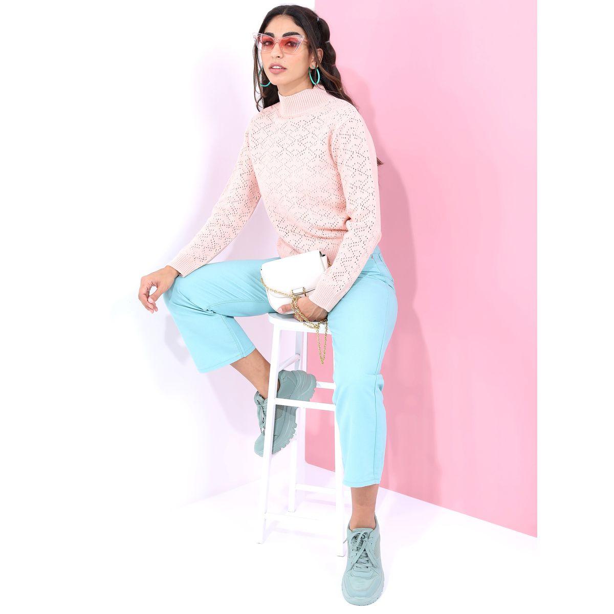 Tokyo Talkies X Styli Schiffli Design High Neck Sweater-women-winterwear-cardigansandjumpers-jumpers-image-2