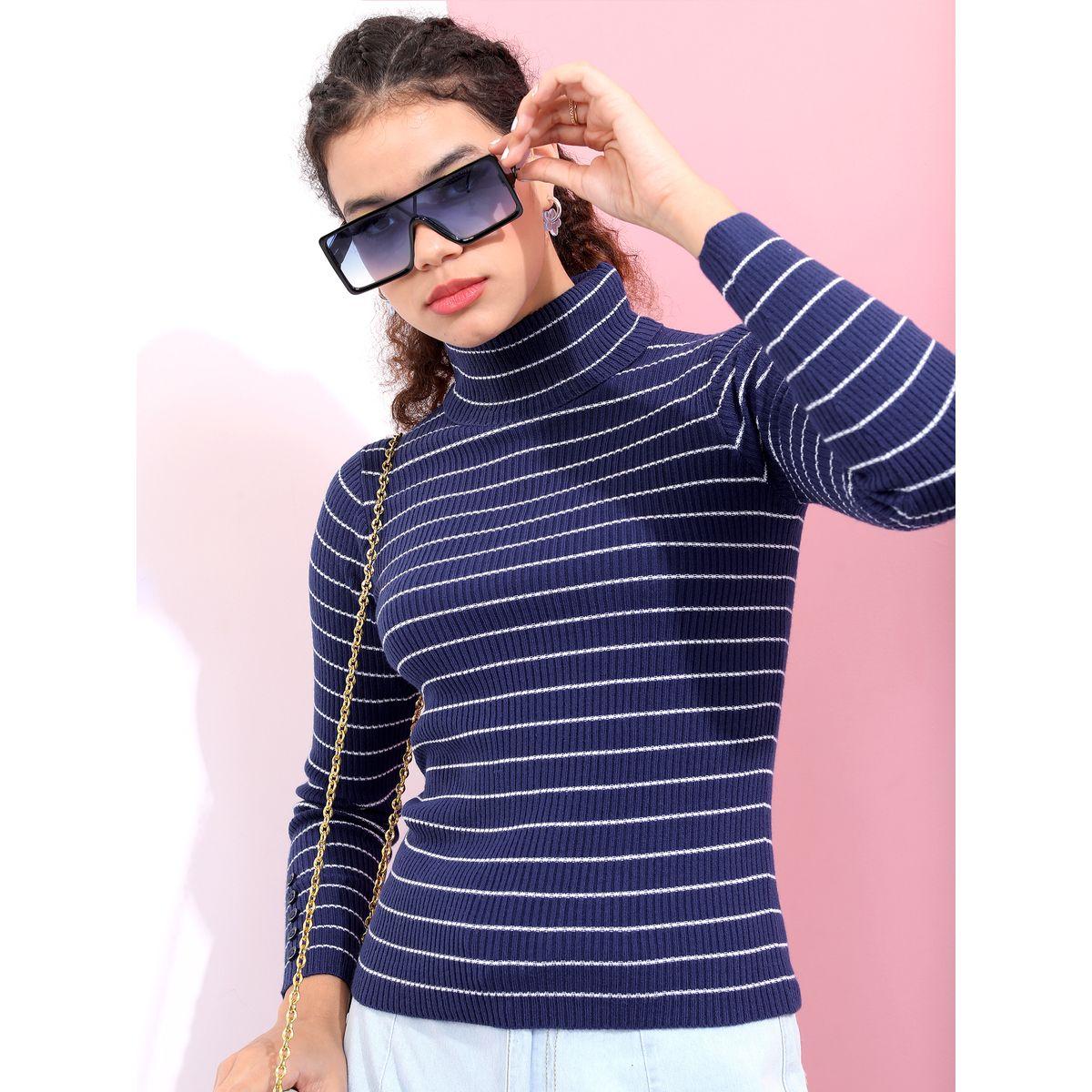 سويتر مخطط بياقة عالية طوكيو توكيز × ستايلي-women-winterwear-cardigansandjumpers-jumpers-image-1