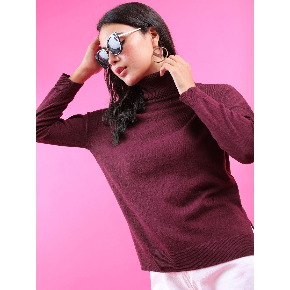 Tokyo Talkies X Styli Solid Turtle Neck Sweater With High Low Hem-women-clothing-cardigansandjumpers-jumpers-image-1