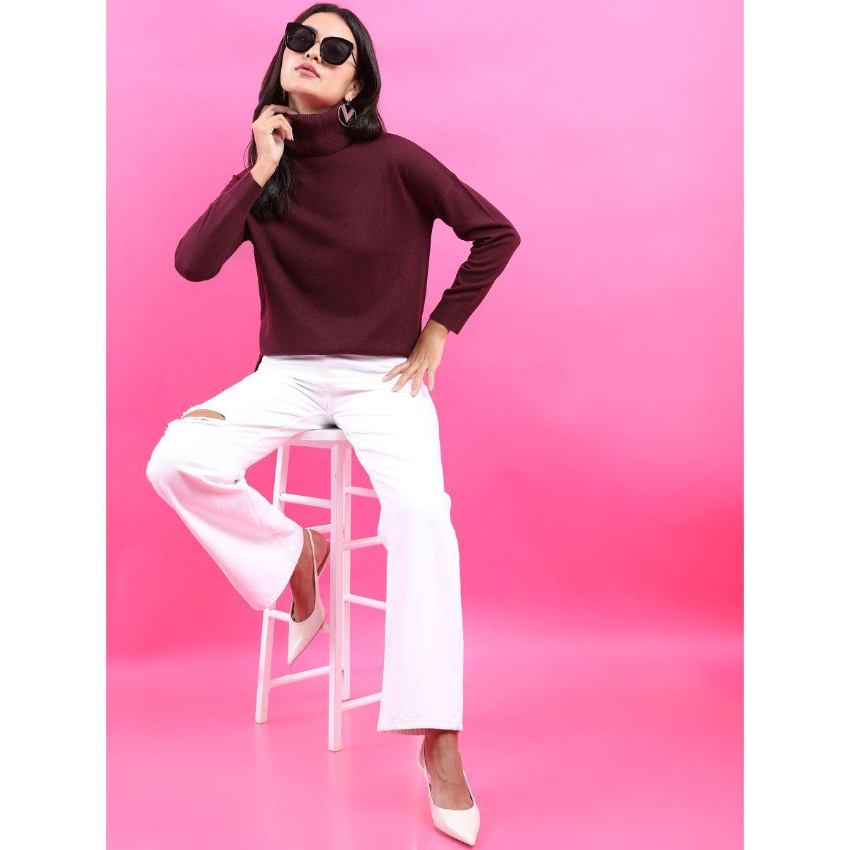 Tokyo Talkies X Styli Solid Turtle Neck Sweater With High Low Hem-women-clothing-cardigansandjumpers-jumpers-image-2