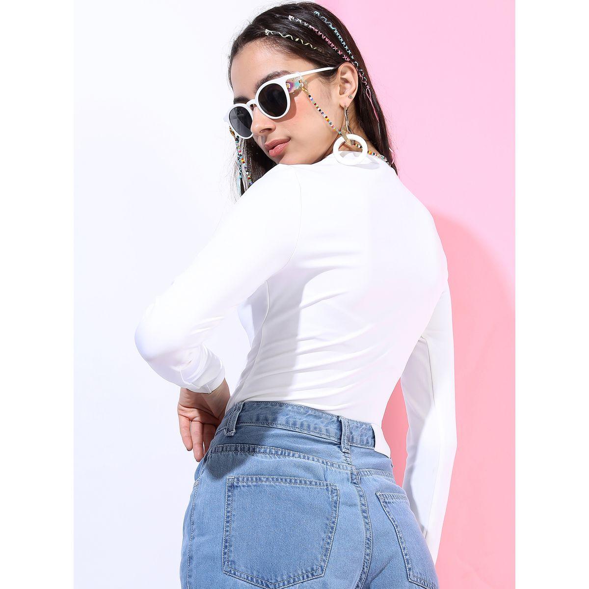 Tokyo Talkies X Styli Solid Halter Neck Cut Out Detail Bodysuit-women-clothing-tshirts-image-3