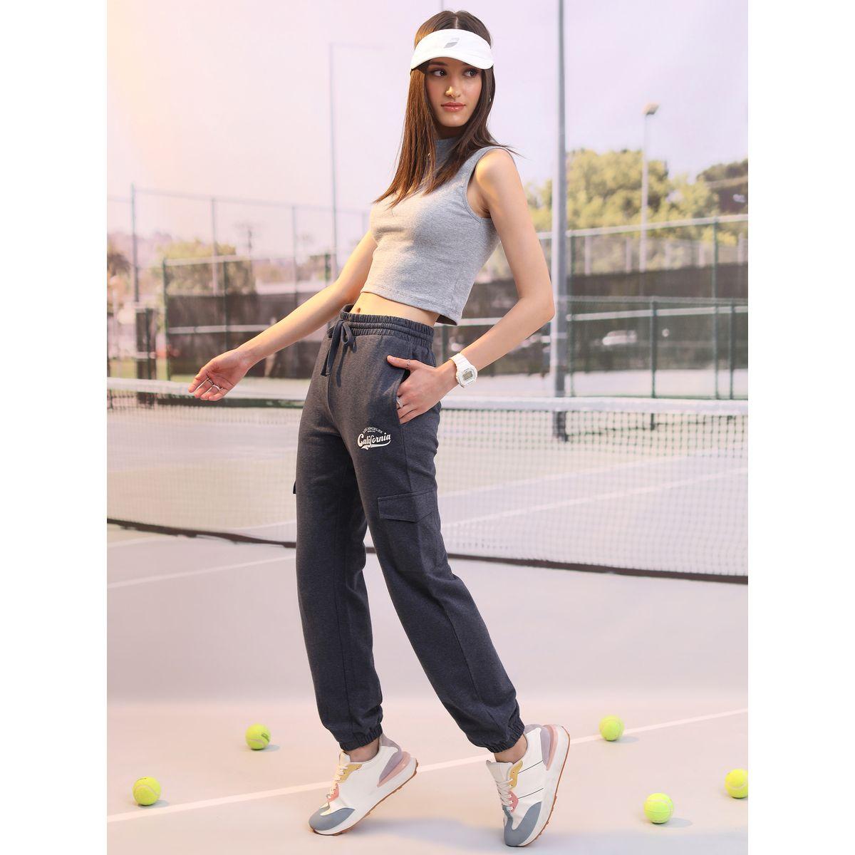 Tokyo Talkies X Styli Letter Print High Rise Cargo Joggers-women-clothing-bottoms-joggers-image-2