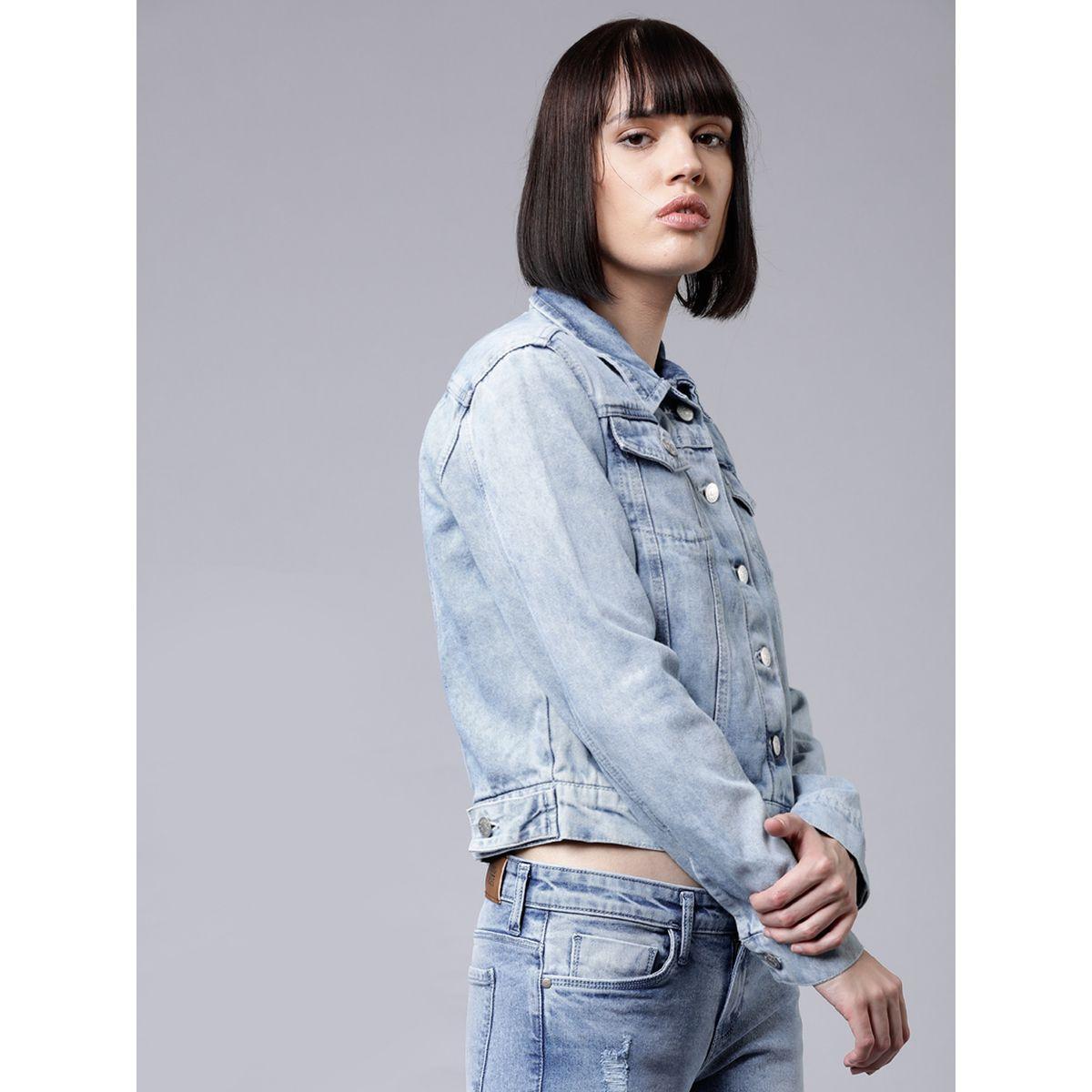 جاكيت دنيم سادة قصير طوكيو توكيز × ستايلي-women-winterwear-coatsandjackets-jackets-image-6
