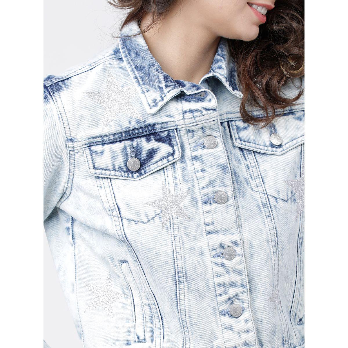 Tokyo Talkies X Styli Shimmer Star Detail Cropped Denim Jacket-women-winterwear-coatsandjackets-jackets-image-4