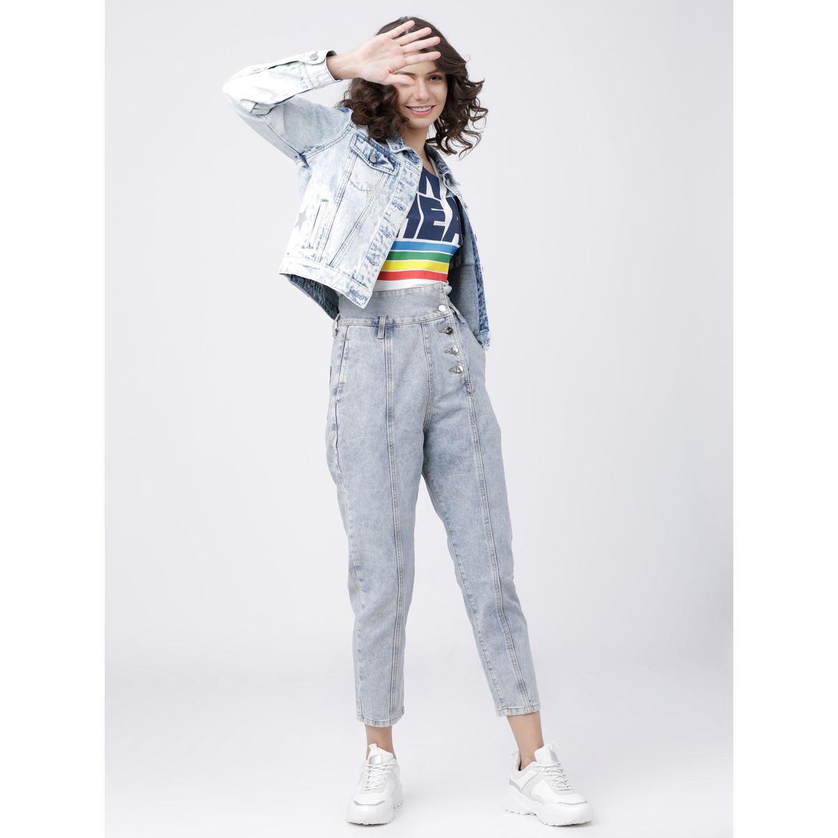 Tokyo Talkies X Styli Shimmer Star Detail Cropped Denim Jacket-women-winterwear-coatsandjackets-jackets-image-5
