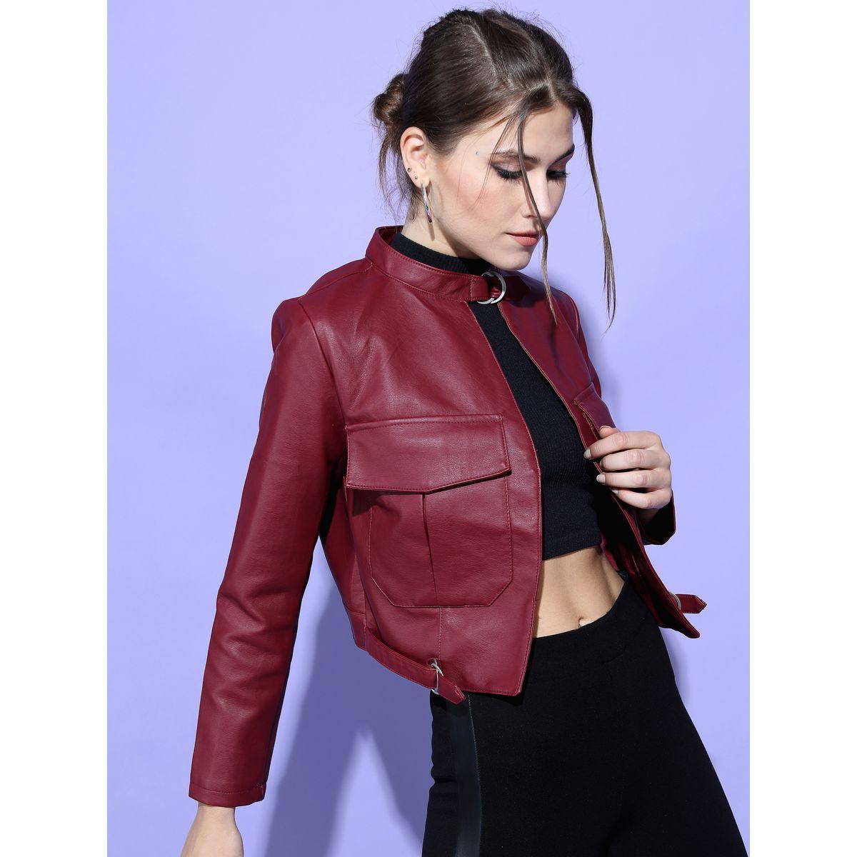 Tokyo Talkies X Styli Cropped Pocket Detail Biker Jacket-women-winterwear-coatsandjackets-jackets-image-6