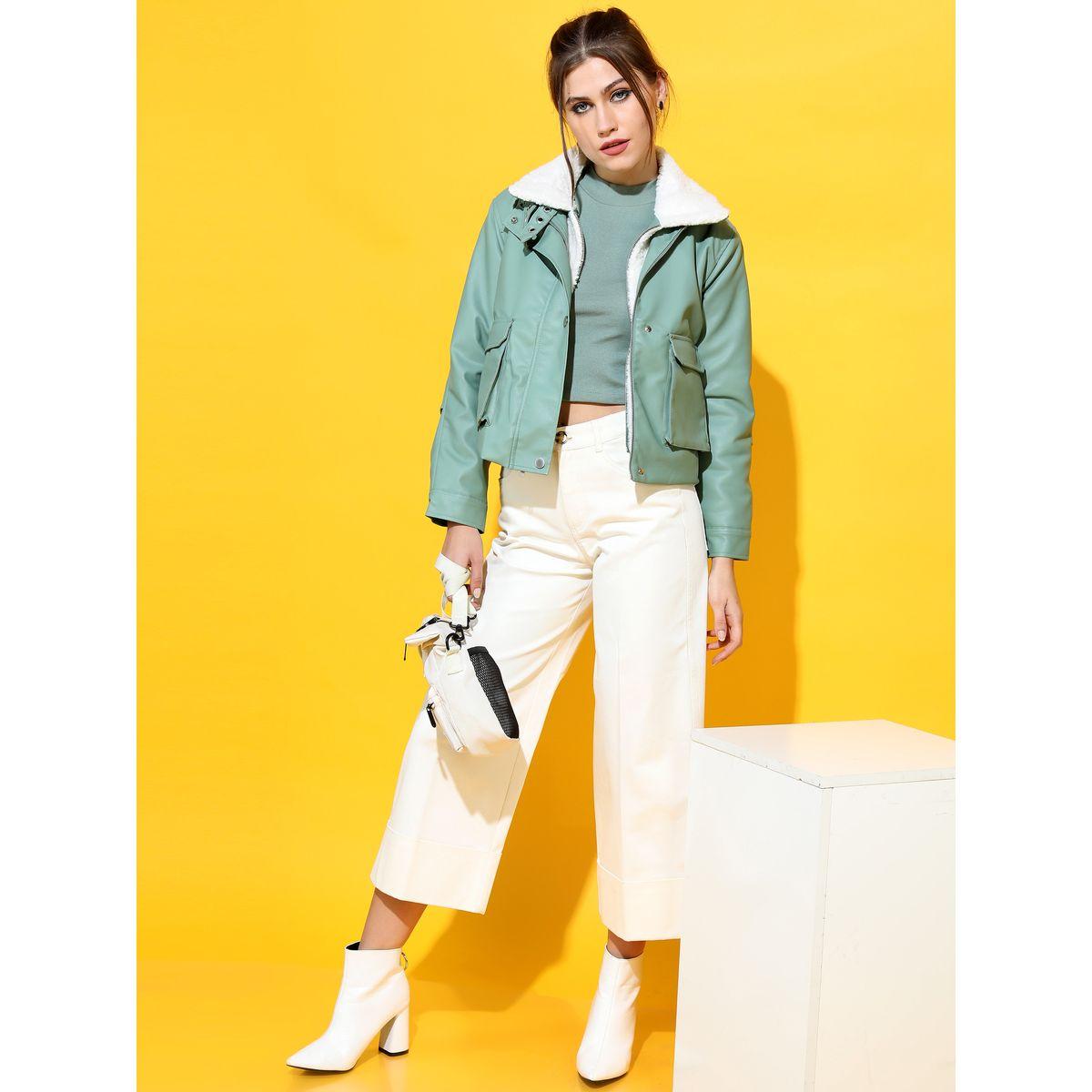 Tokyo Talkies X Styli Faux Fur Lining Cropped Biker Jacket-women-winterwear-coatsandjackets-jackets-image-2