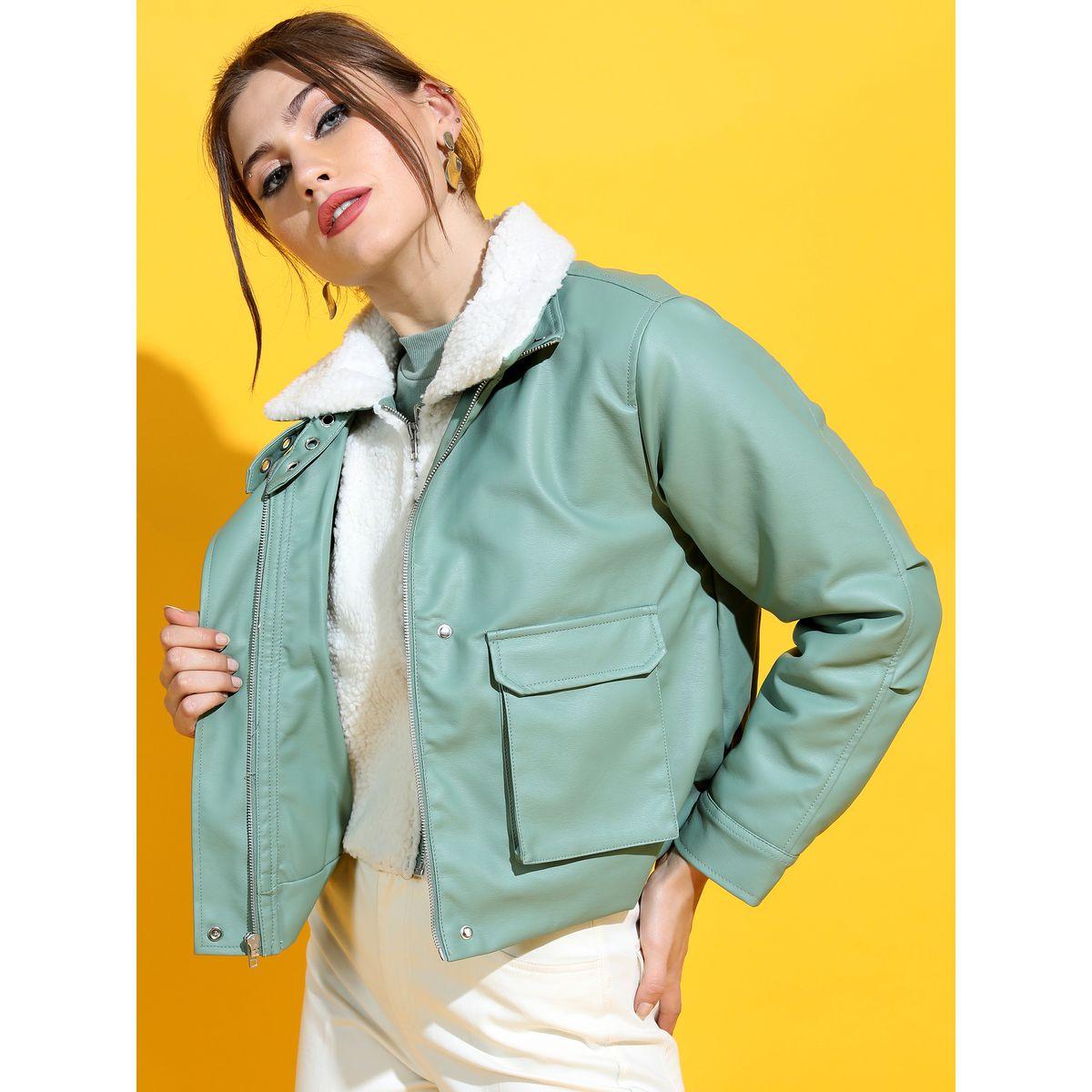 Tokyo Talkies X Styli Faux Fur Lining Cropped Biker Jacket-women-winterwear-coatsandjackets-jackets-image-5