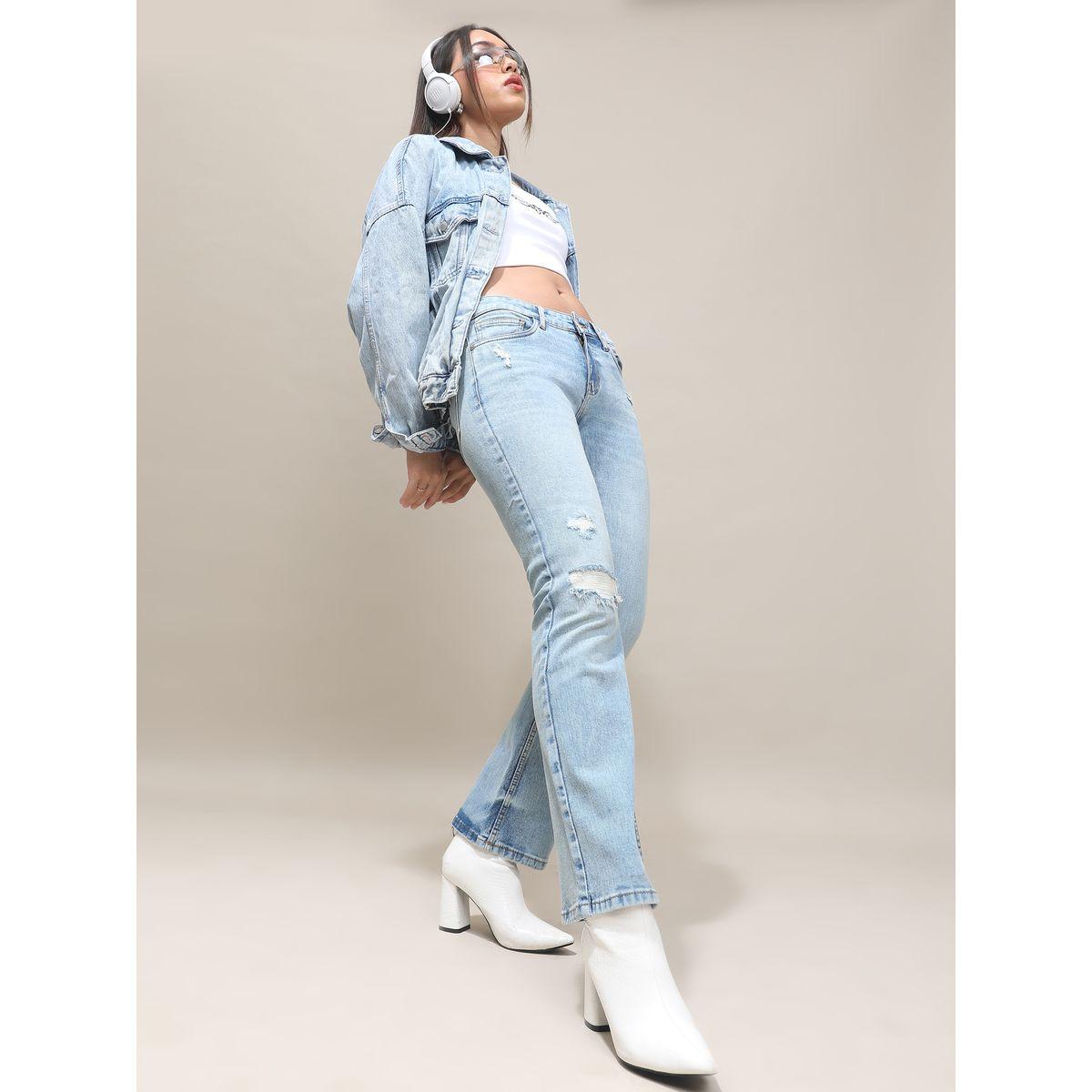 جينز بنسيج مطاط وتفاصيل ممزقة طوكيو توكيز × ستايلي-women-clothing-bottoms-jeans-image-2