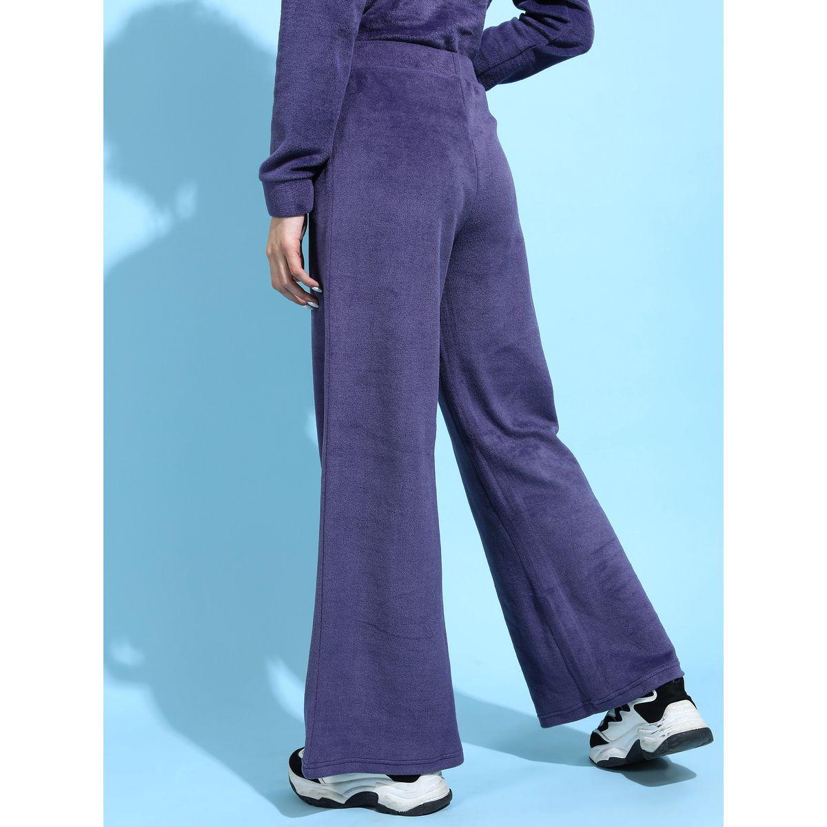 Tokyo Talkies X Styli Velour Flared Pants with Elastic Waistband-women-clothing-bottoms-trousers-image-4