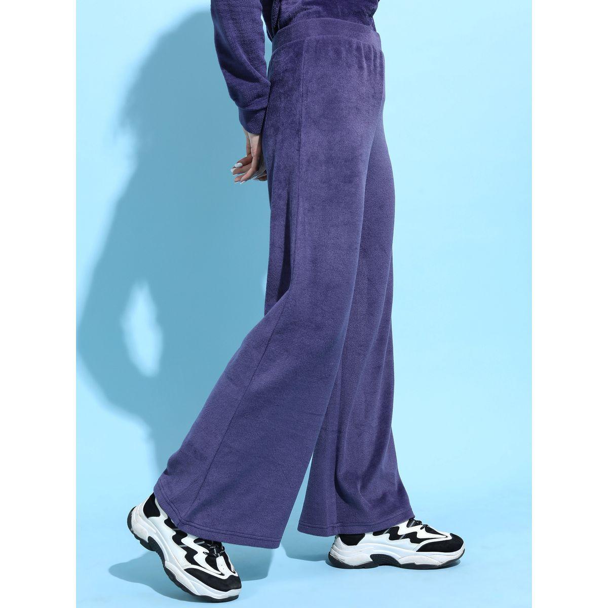 Tokyo Talkies X Styli Velour Flared Pants with Elastic Waistband-women-clothing-bottoms-trousers-image-7
