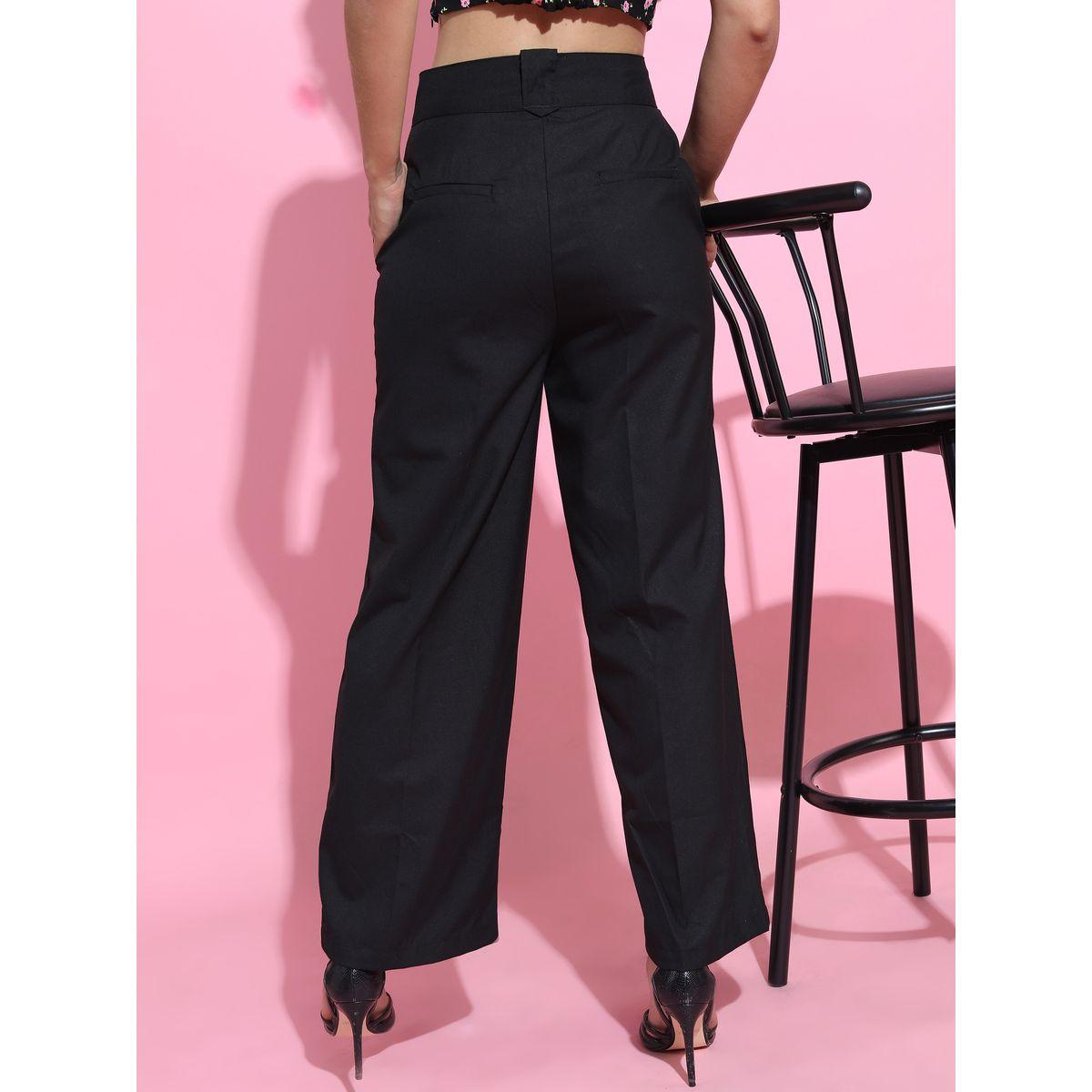 Tokyo Talkies X Styli Solid Woven Flat-Front Flared Trouser-women-clothing-bottoms-trousers-image-3