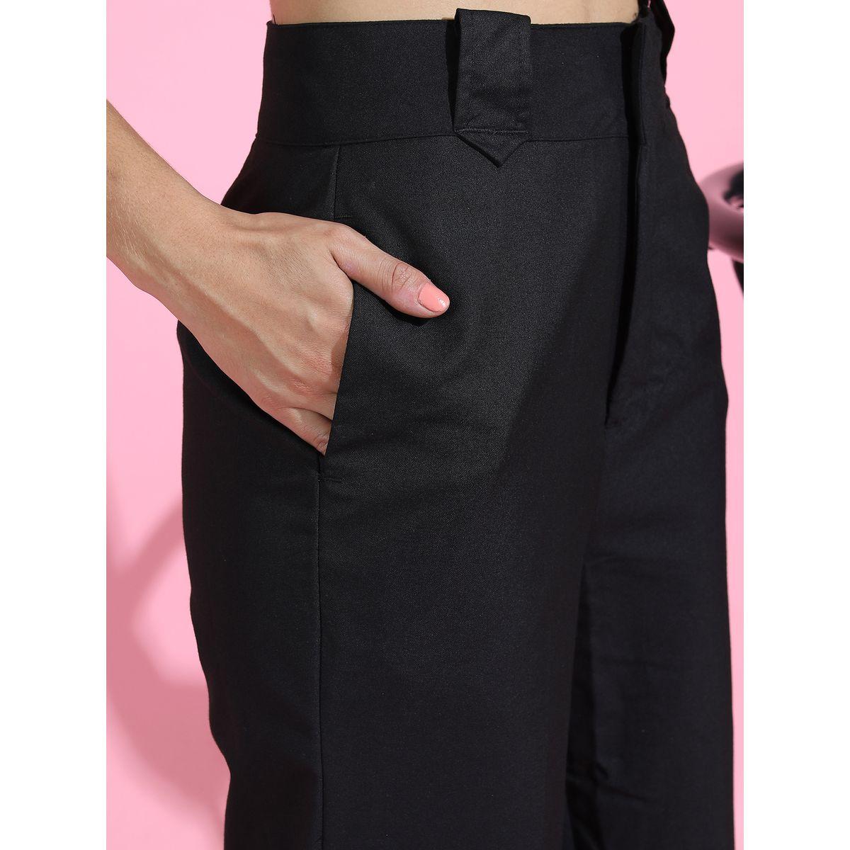 Tokyo Talkies X Styli Solid Woven Flat-Front Flared Trouser-women-clothing-bottoms-trousers-image-4
