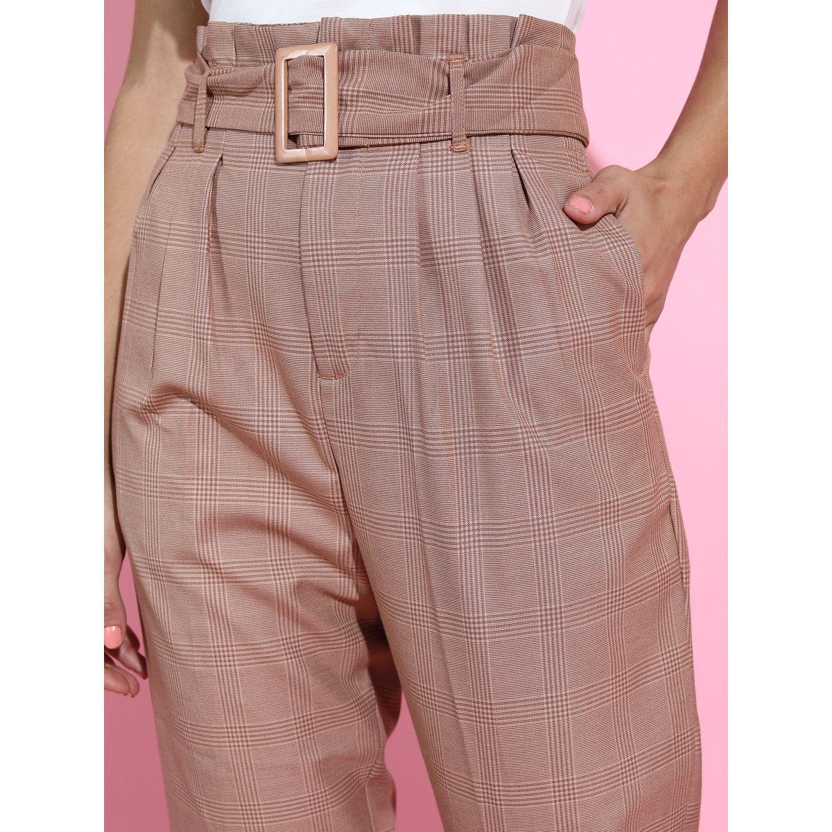 بنطال كاروهات مع حزام خصر طوكيو توكيز × ستايلي-women-clothing-bottoms-trousers-image-4