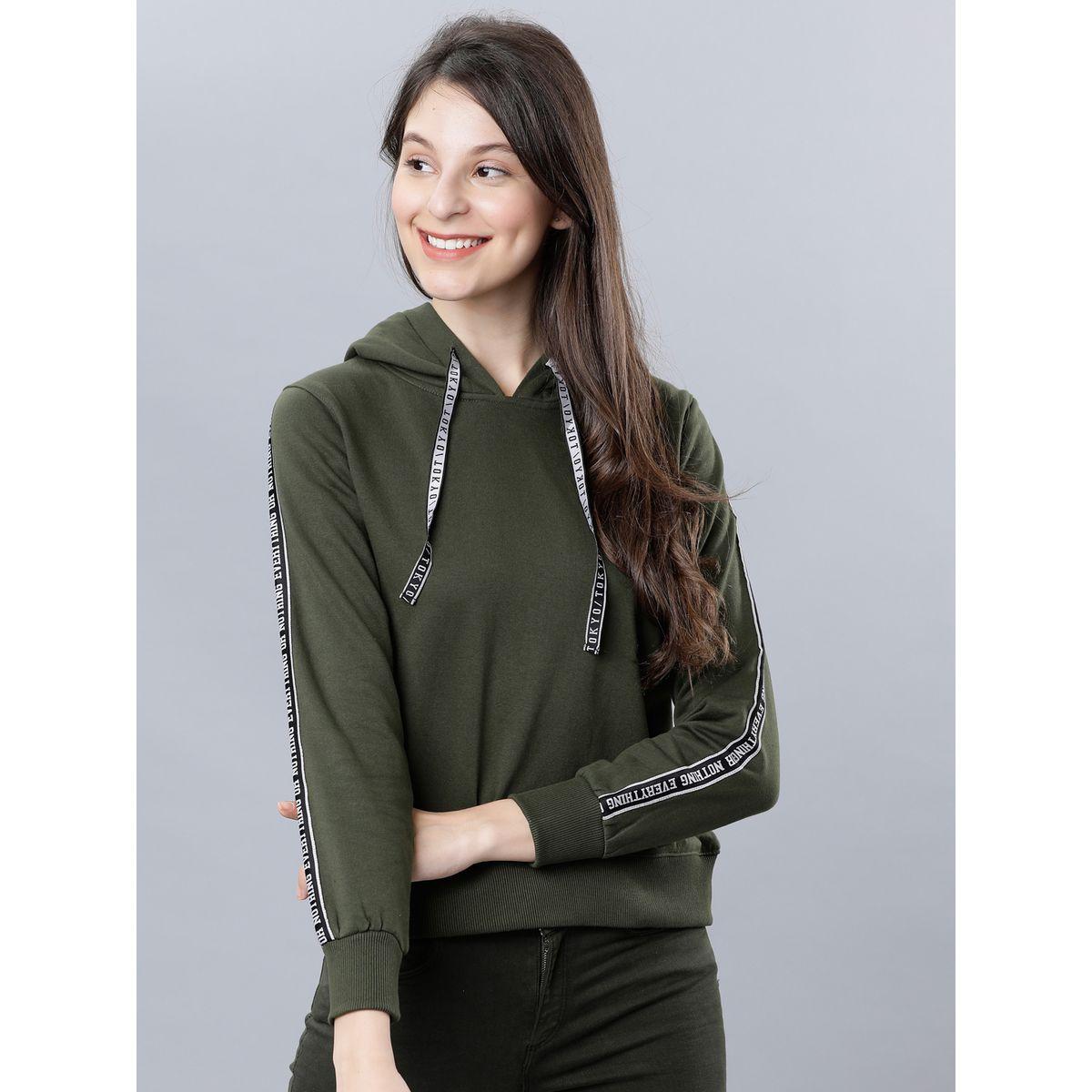 هودي بشريط جانبي مطبع بكتابة طوكيو توكيز × ستايلي-women-clothing-hoodiesandsweatshirts-hoodies-image-1